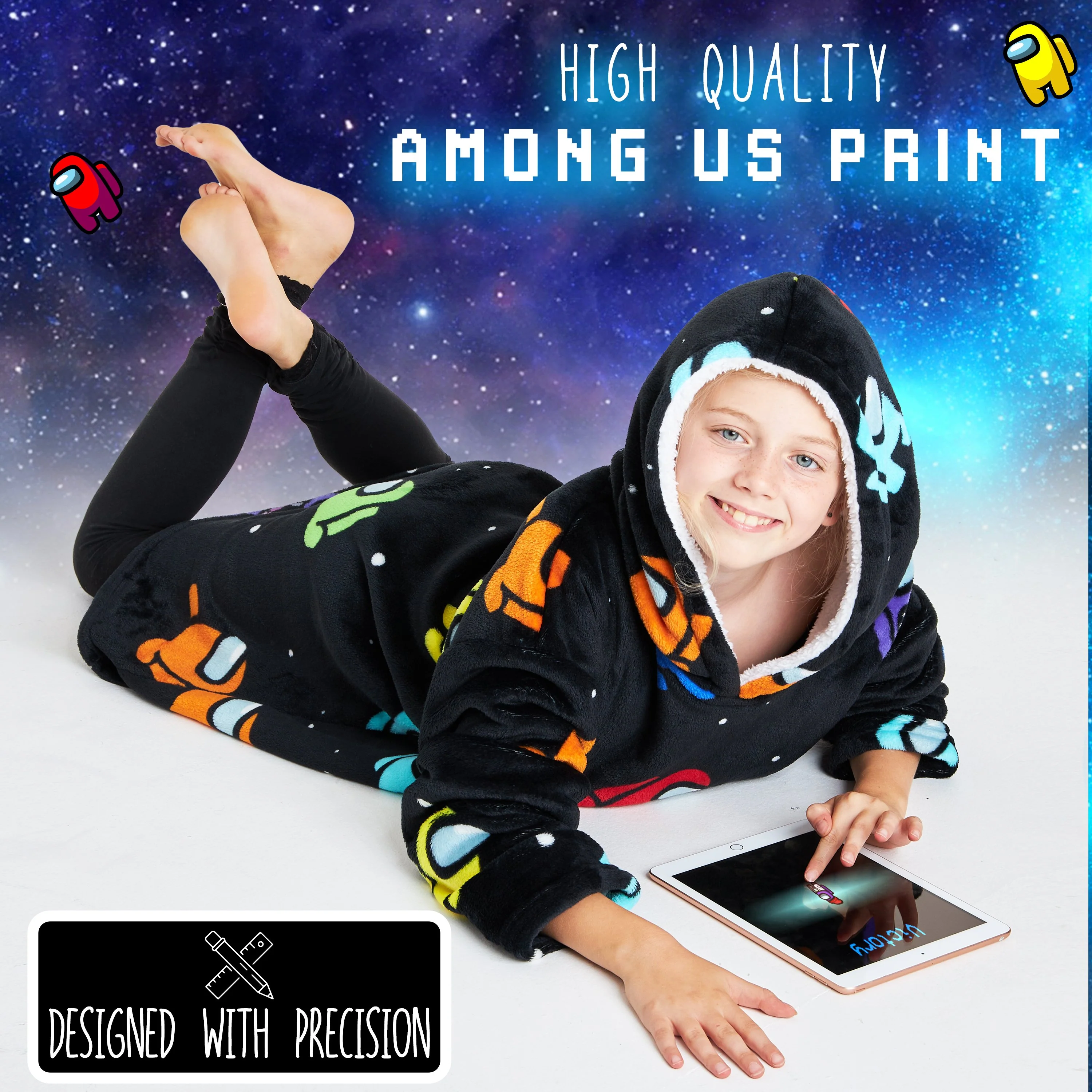 AMONG US Hoodies For Boys, Fleece Oversized Blanket Hoodie for Kids - Image 3