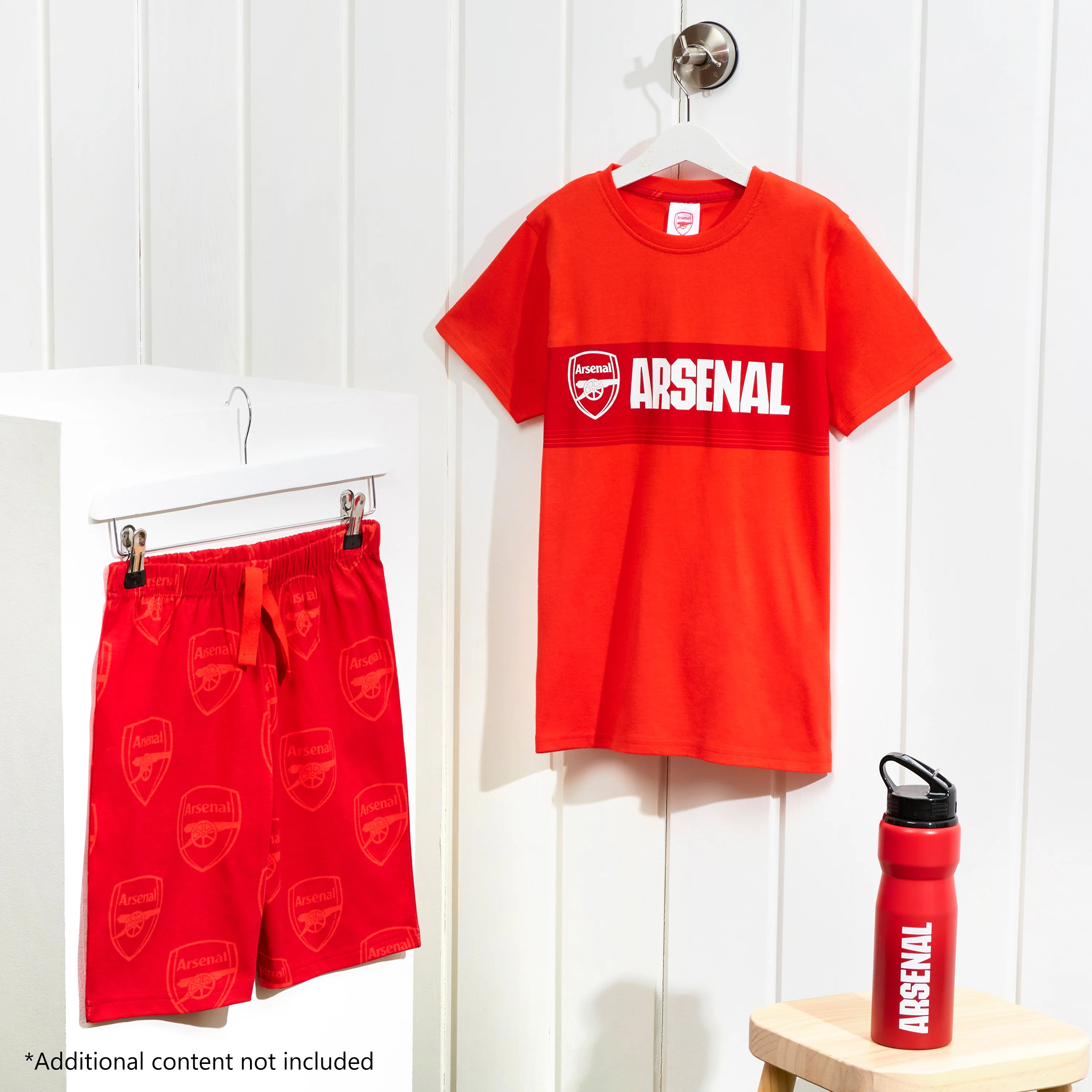 Arsenal F.C. Boys Short Pyjamas Set, Soft Cotton Lounge Wear - Red - Image 2