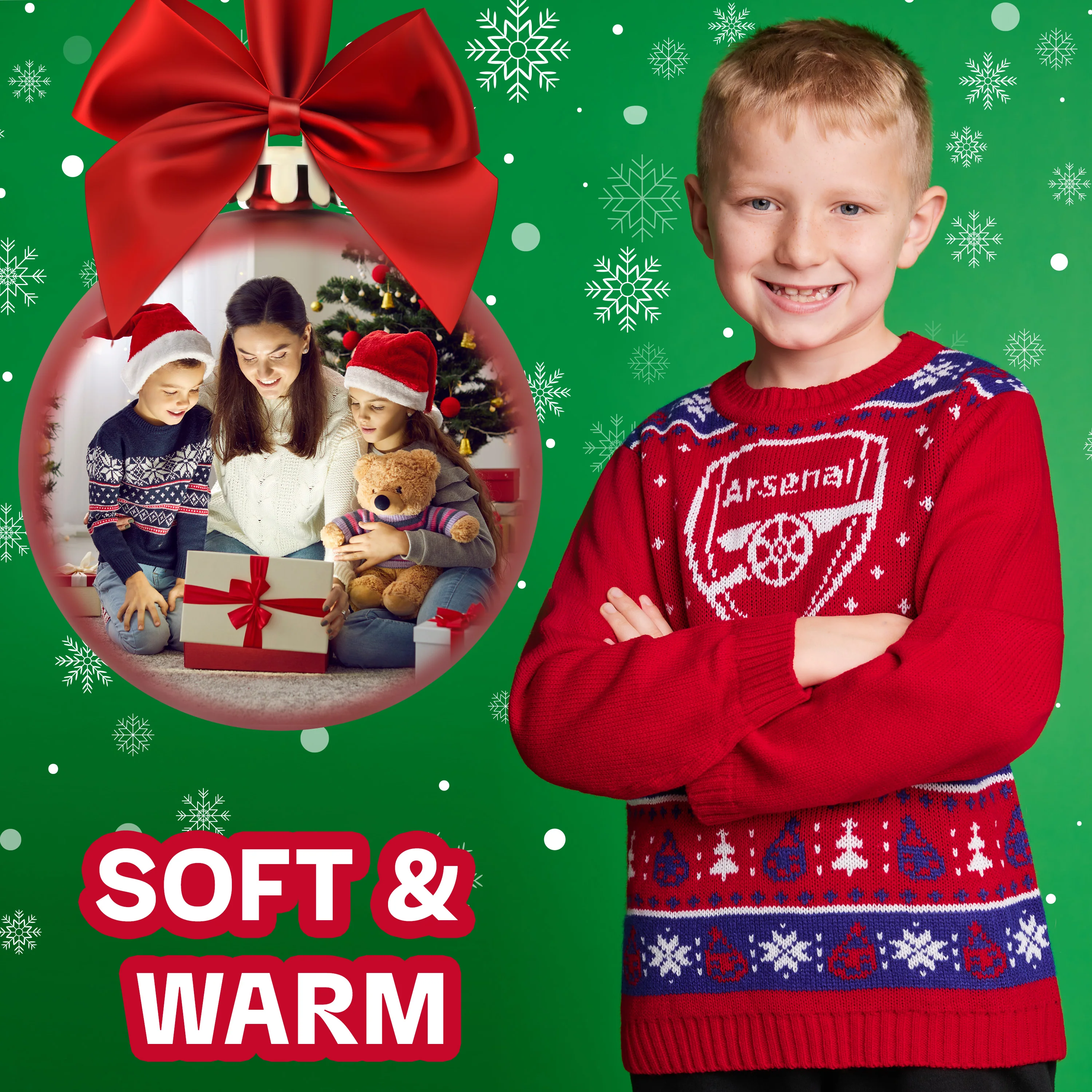 Arsenal F.C. Christmas Jumper Kids & Teenagers - Image 3