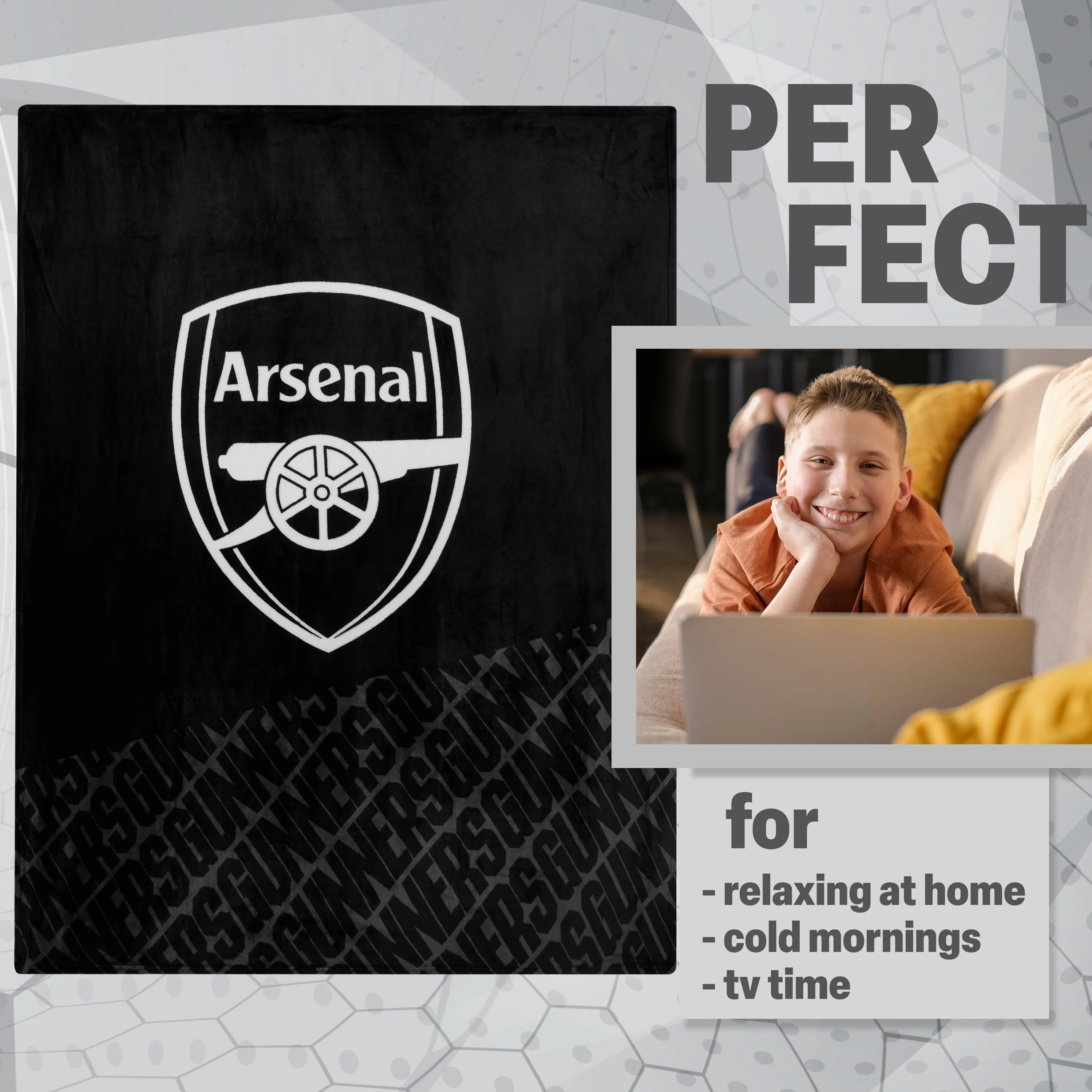 Arsenal F.C. Fleece Bed Blanket Soft Bed Throw 125 x 150cm - Gifts for Him - Image 3