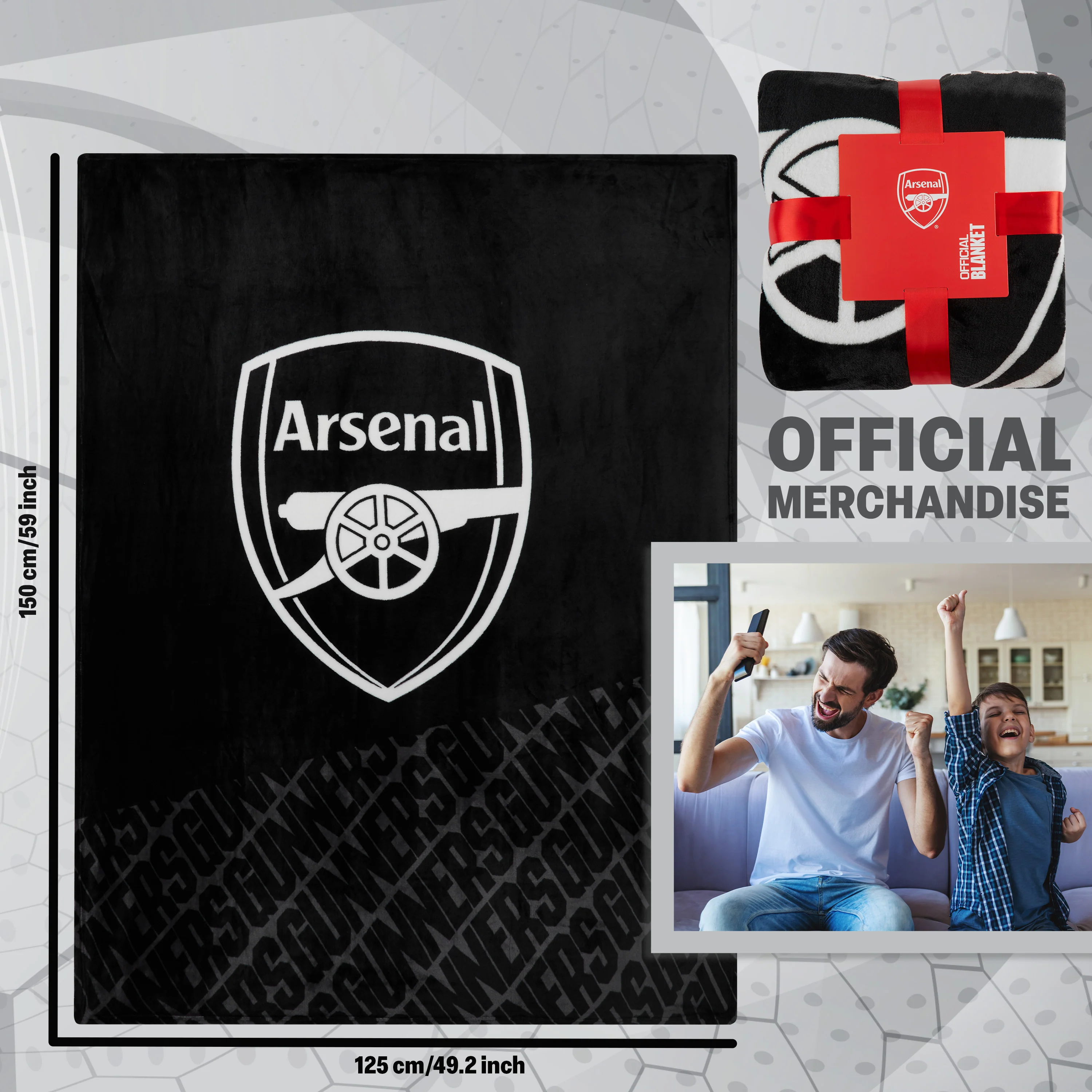 Arsenal F.C. Fleece Bed Blanket Soft Bed Throw 125 x 150cm - Gifts for Him - Image 6