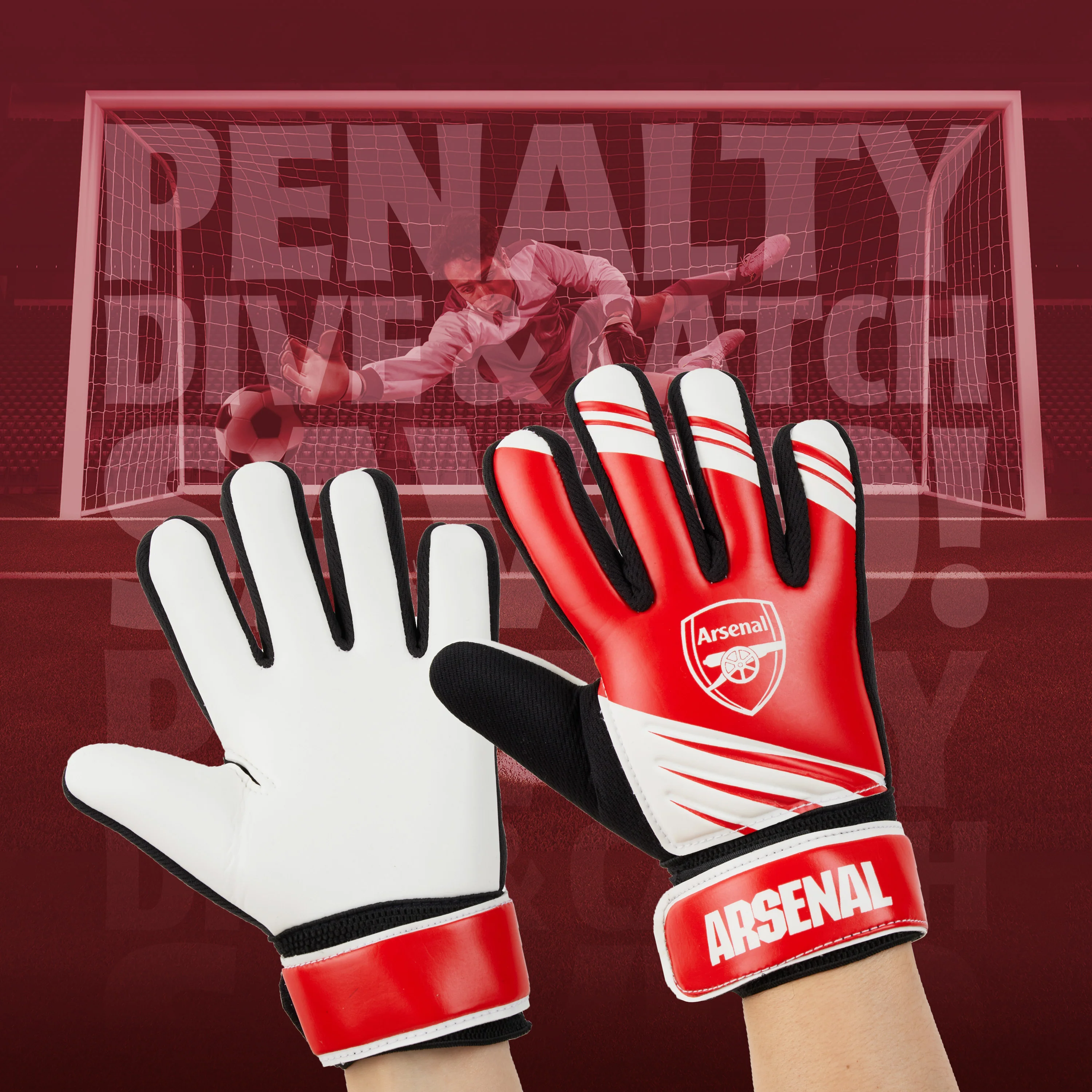 Arsenal F.C. Goalkeeper Gloves for Kids Teenagers - Non Slip Padded Palms Size 5 or 7 - Arsenal Gifts for Boys (Size 5) - Image 3