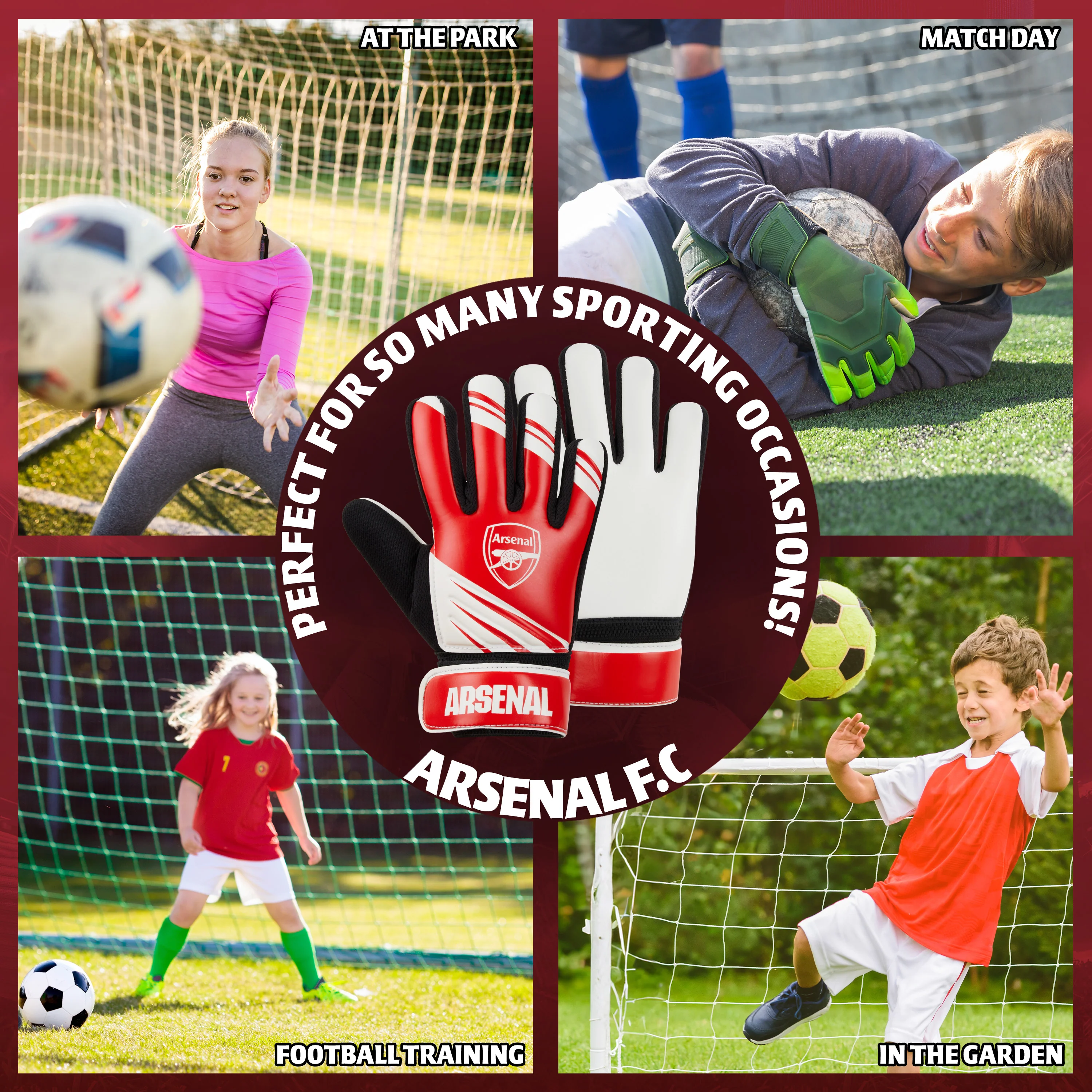 Arsenal F.C. Goalkeeper Gloves for Kids Teenagers - Non Slip Padded Palms Size 5 or 7 - Arsenal Gifts for Boys (Size 5) - Image 4