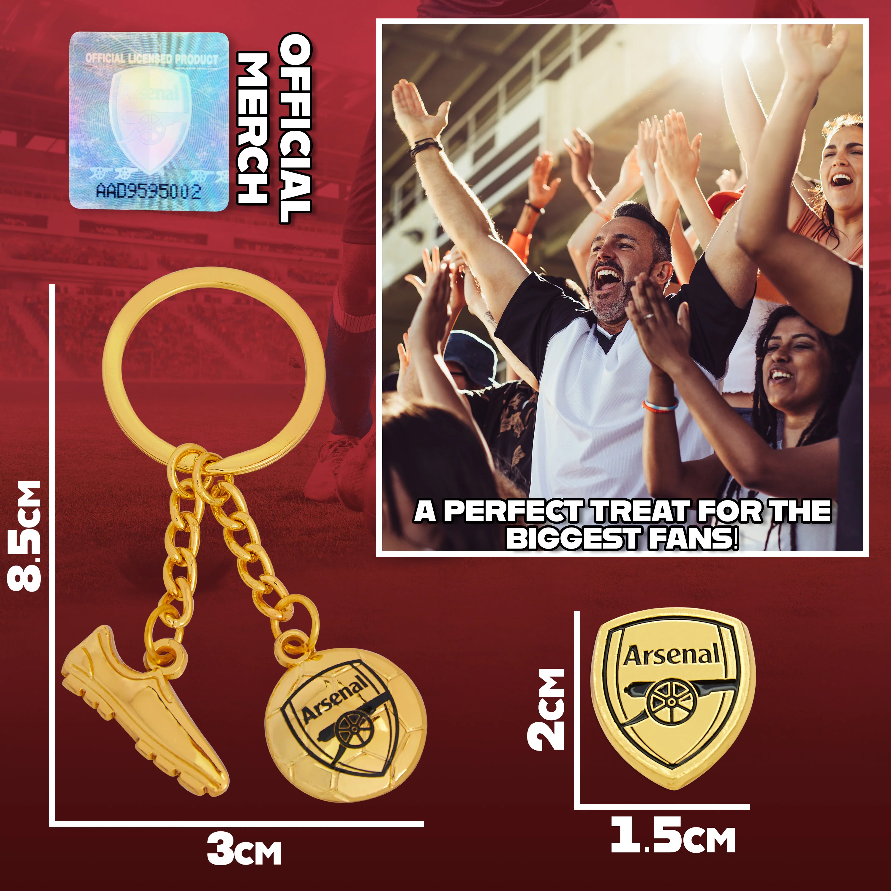 Arsenal F.C. Keyring and Pin Badge Gift Set, Supporters Gear - Football Gifts - Image 6