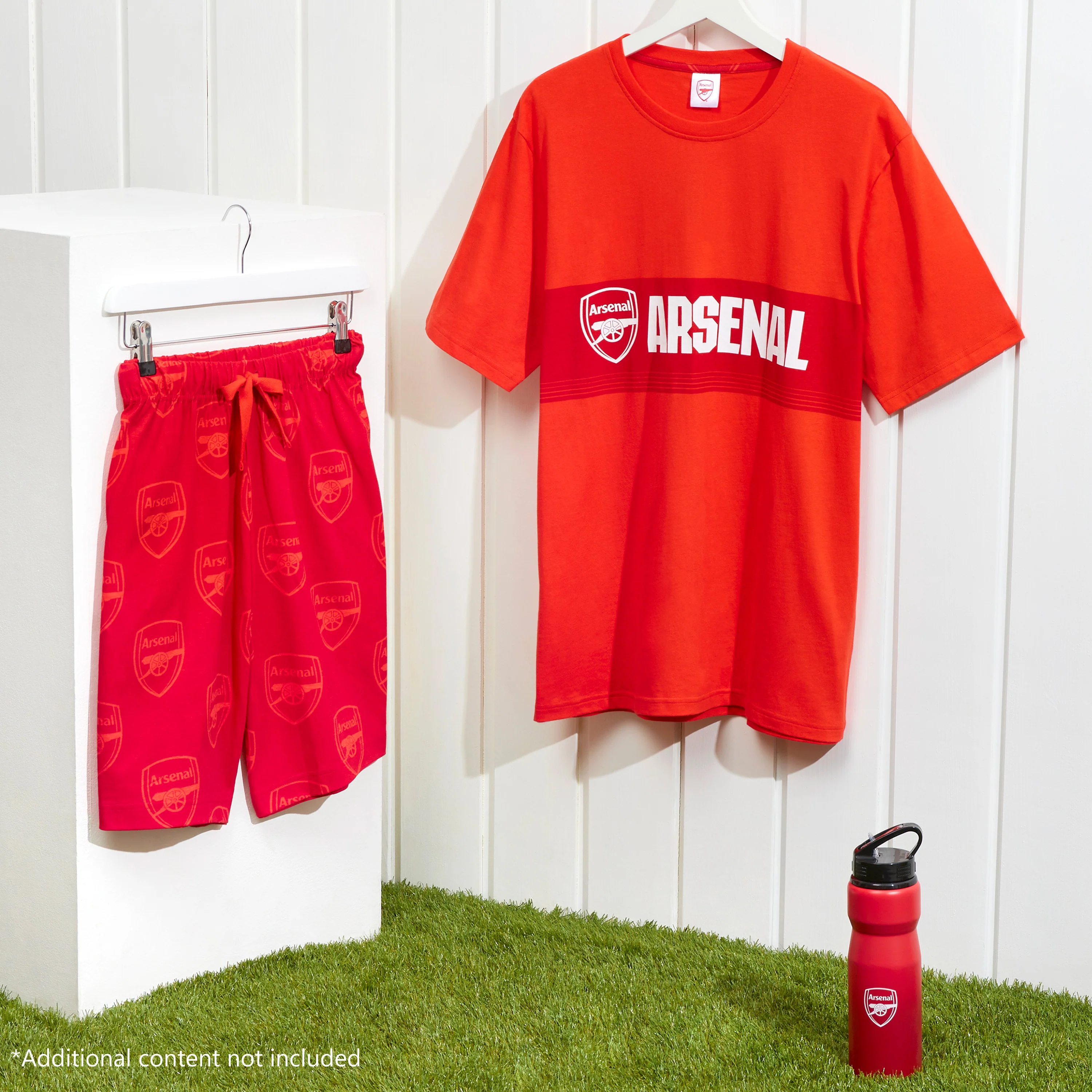 Arsenal F.C. Mens Short Pyjamas Set, Cotton Lounge Wear - Red - Image 2