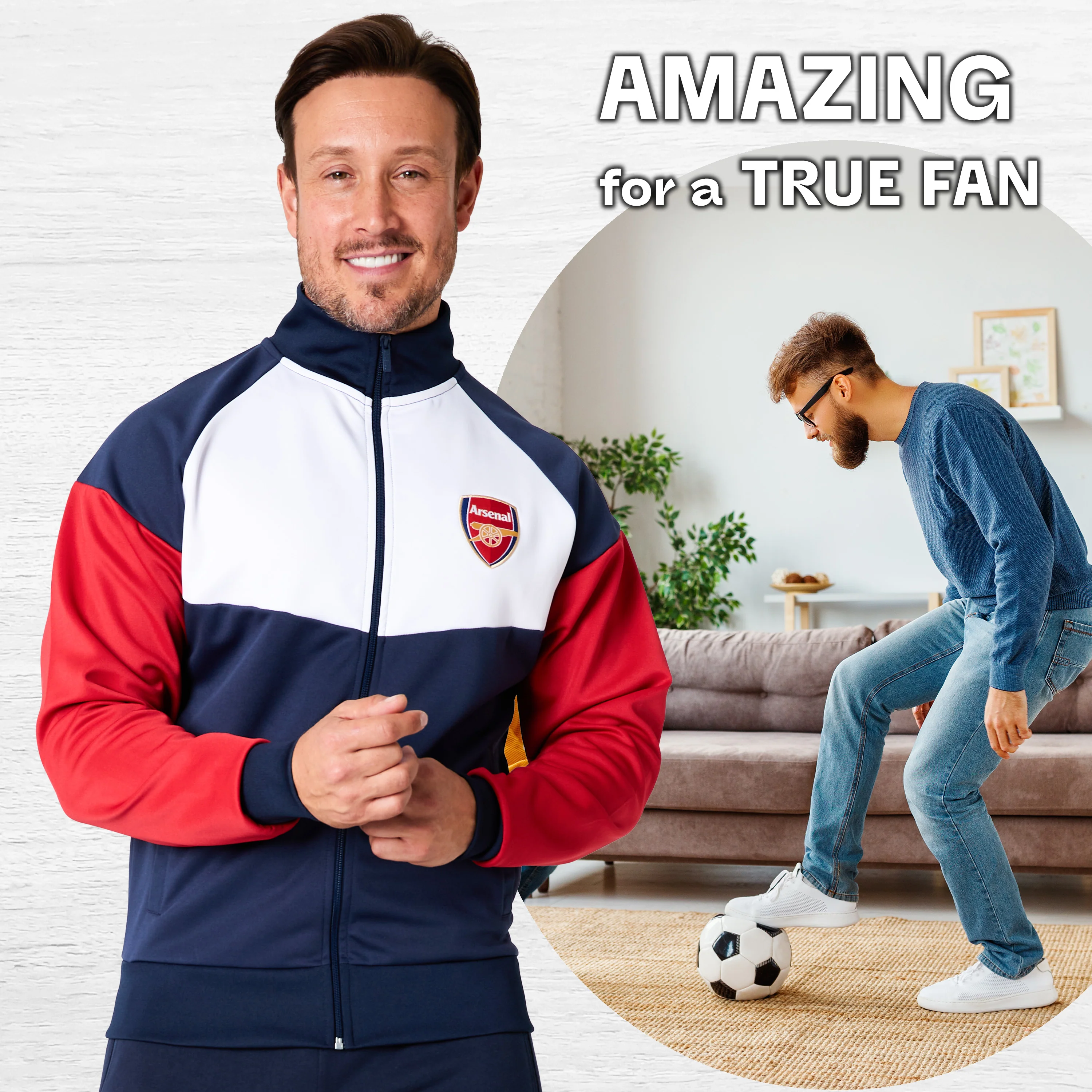 Arsenal F.C. Mens Zip Up Track Jacket with Pockets - Image 2