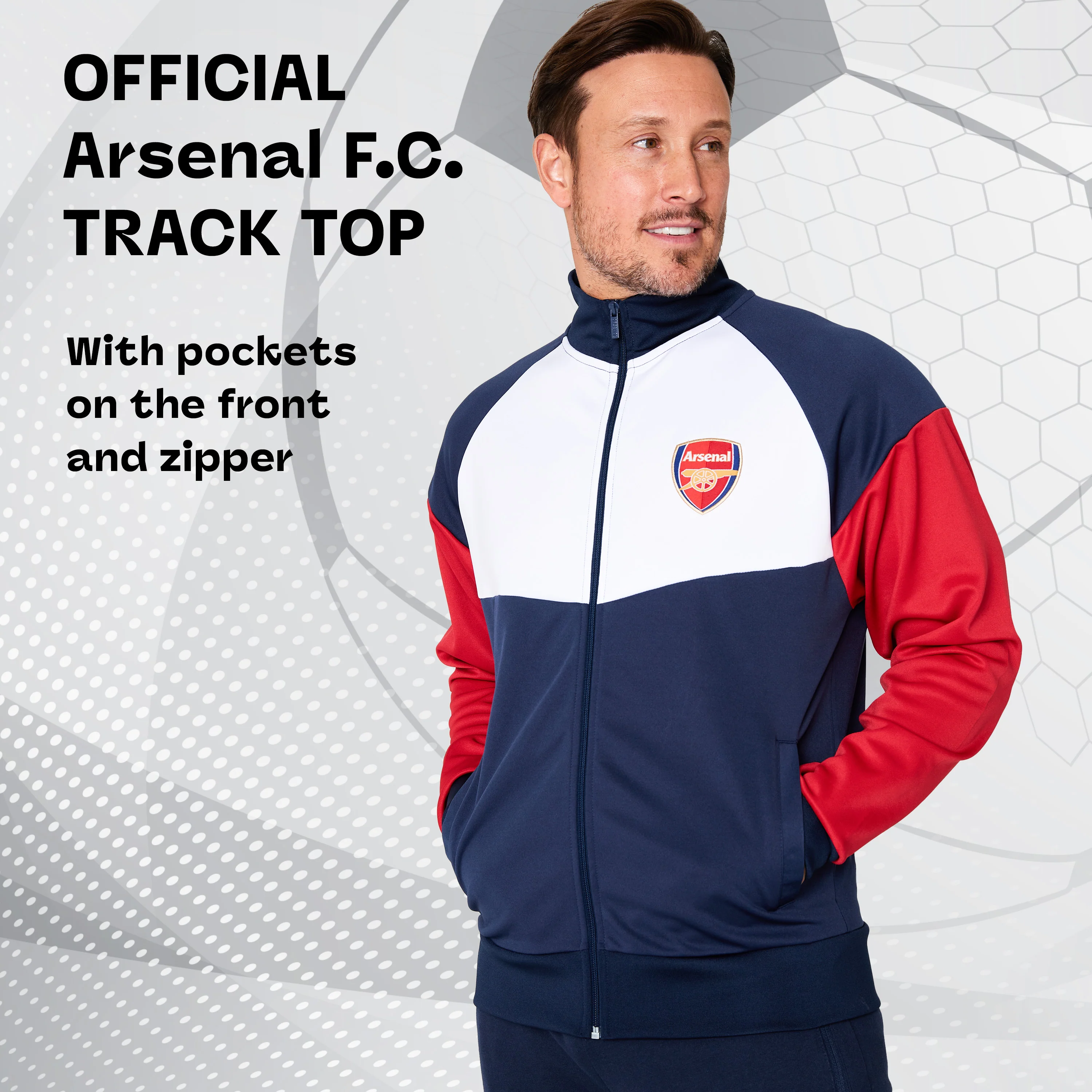 Arsenal F.C. Mens Zip Up Track Jacket with Pockets - Image 3