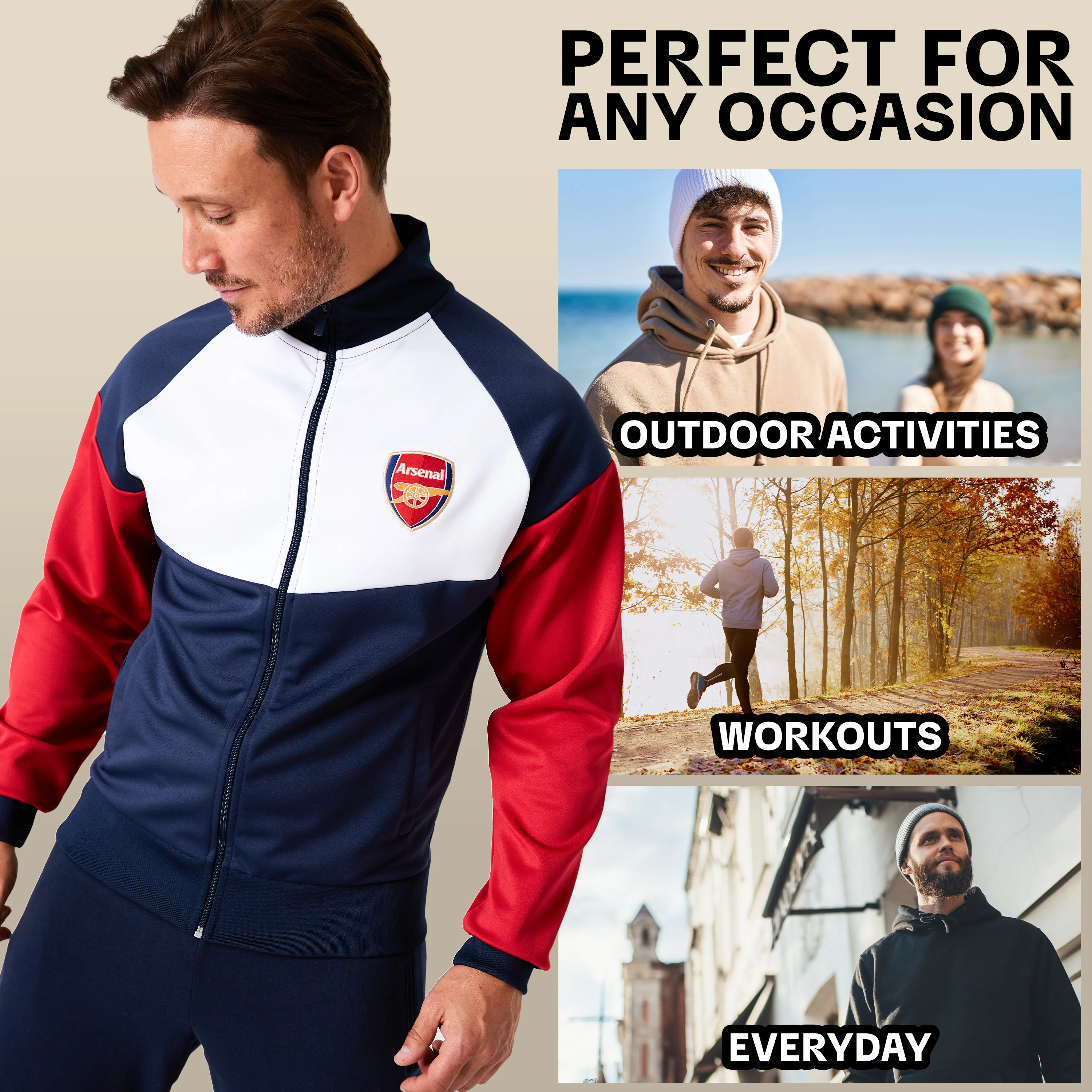 Arsenal F.C. Mens Zip Up Track Jacket with Pockets - Image 5