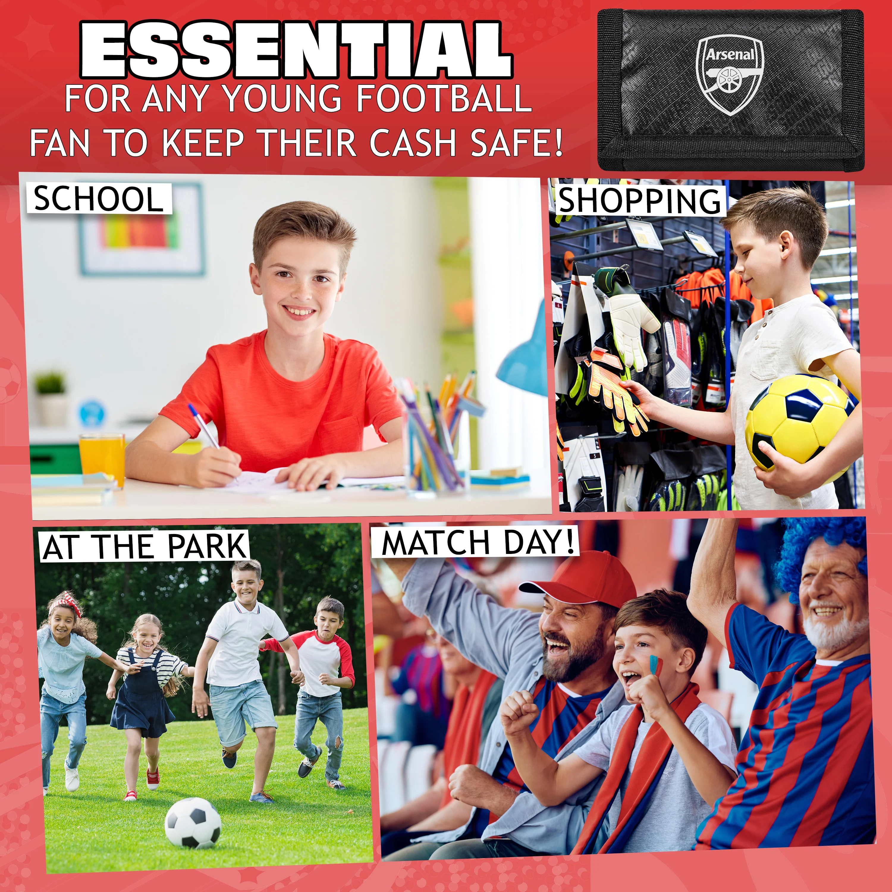 Arsenal F.C. Sports Fan Trifold Wallet Accessories Set with Card Slots & Coin Pocket - Image 5