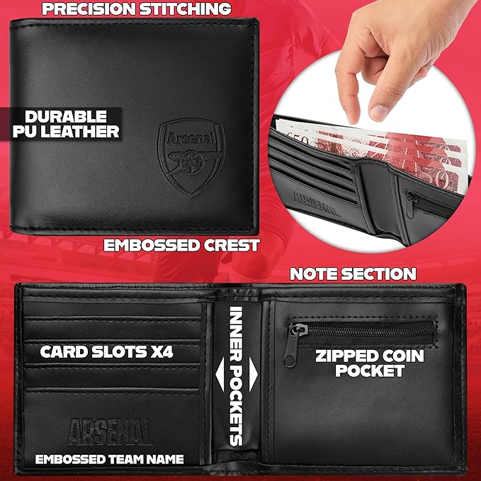 Arsenal F.C. Sports Fan Wallet Accessories Set with Card Slots & Coin Pocket - Image 4