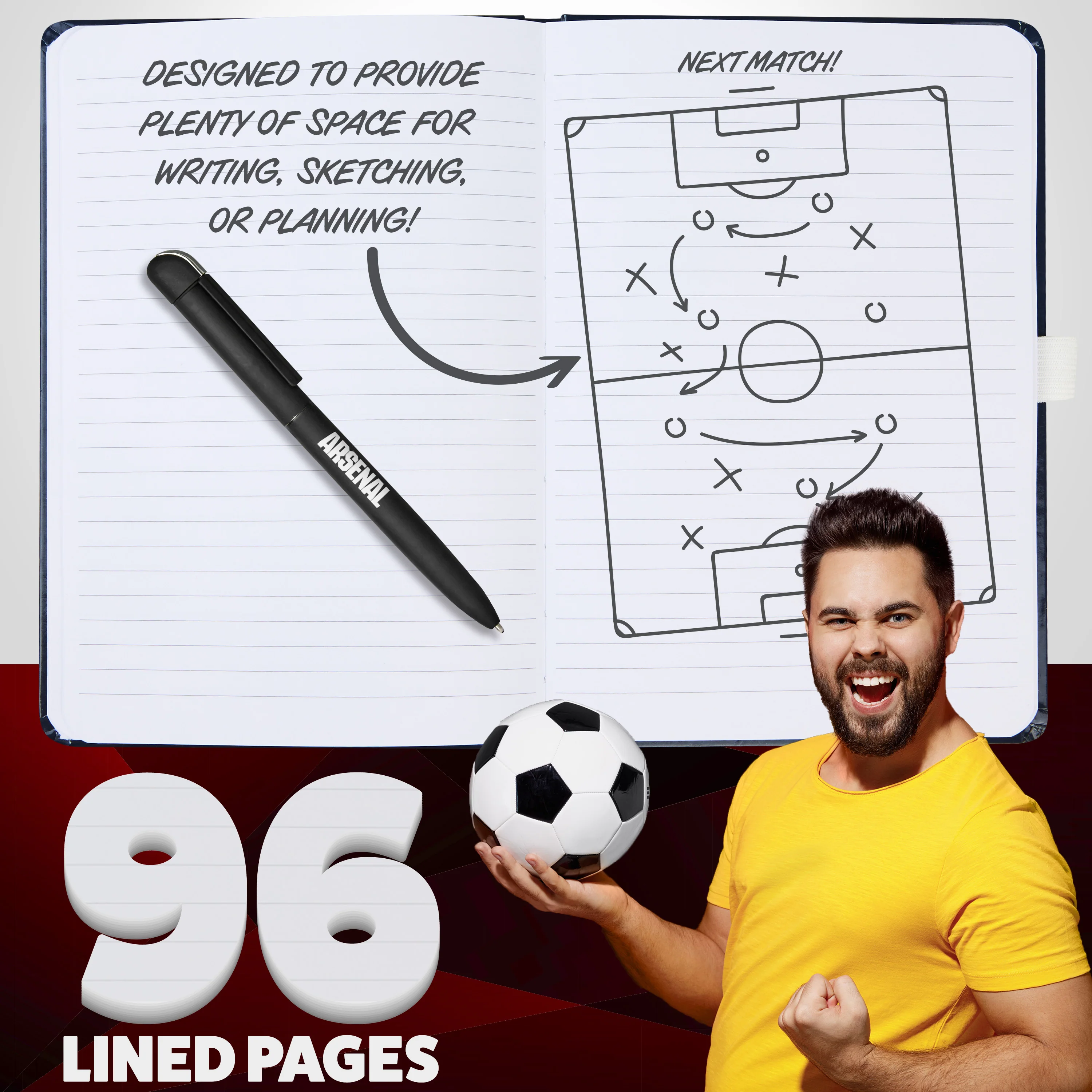 Arsenal F.C. Supporters' Gear Stationery Set A4 Notebook & Pen - Mens Gifts - Image 3