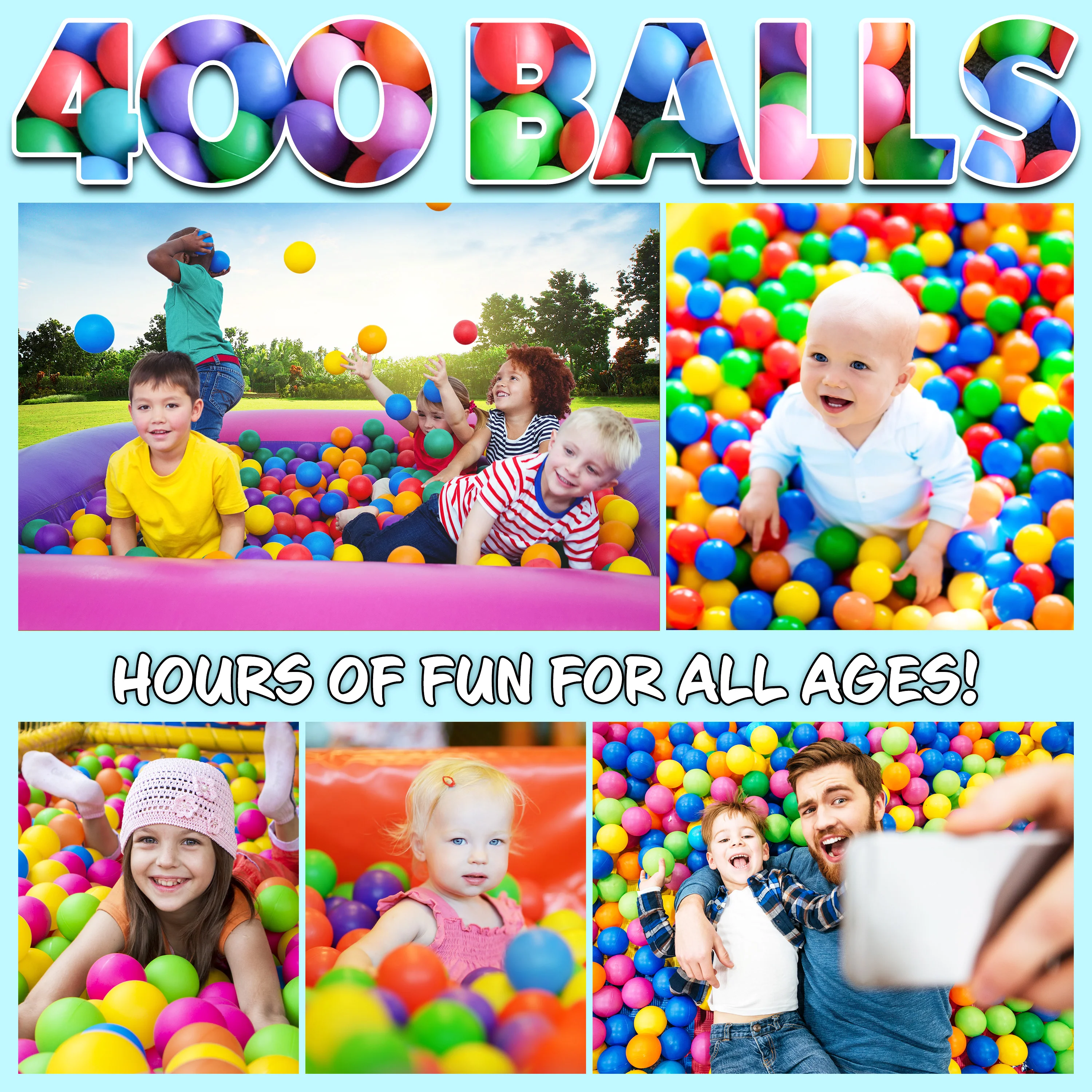 Ball Pit Balls Summer Outdoor Indoor Soft Balls - 400 Balls - Image 5