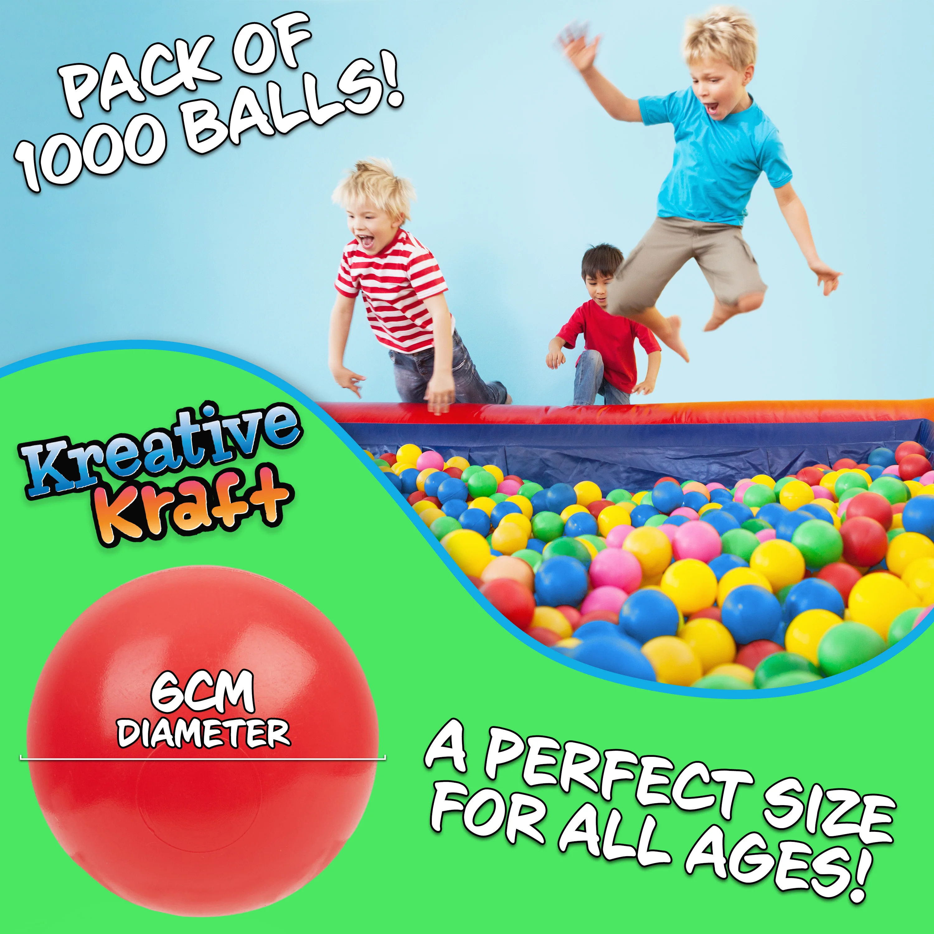 Ball Pit Balls Summer Outdoor Indoor Soft Balls for Kids - 1000 BALLS - Image 3