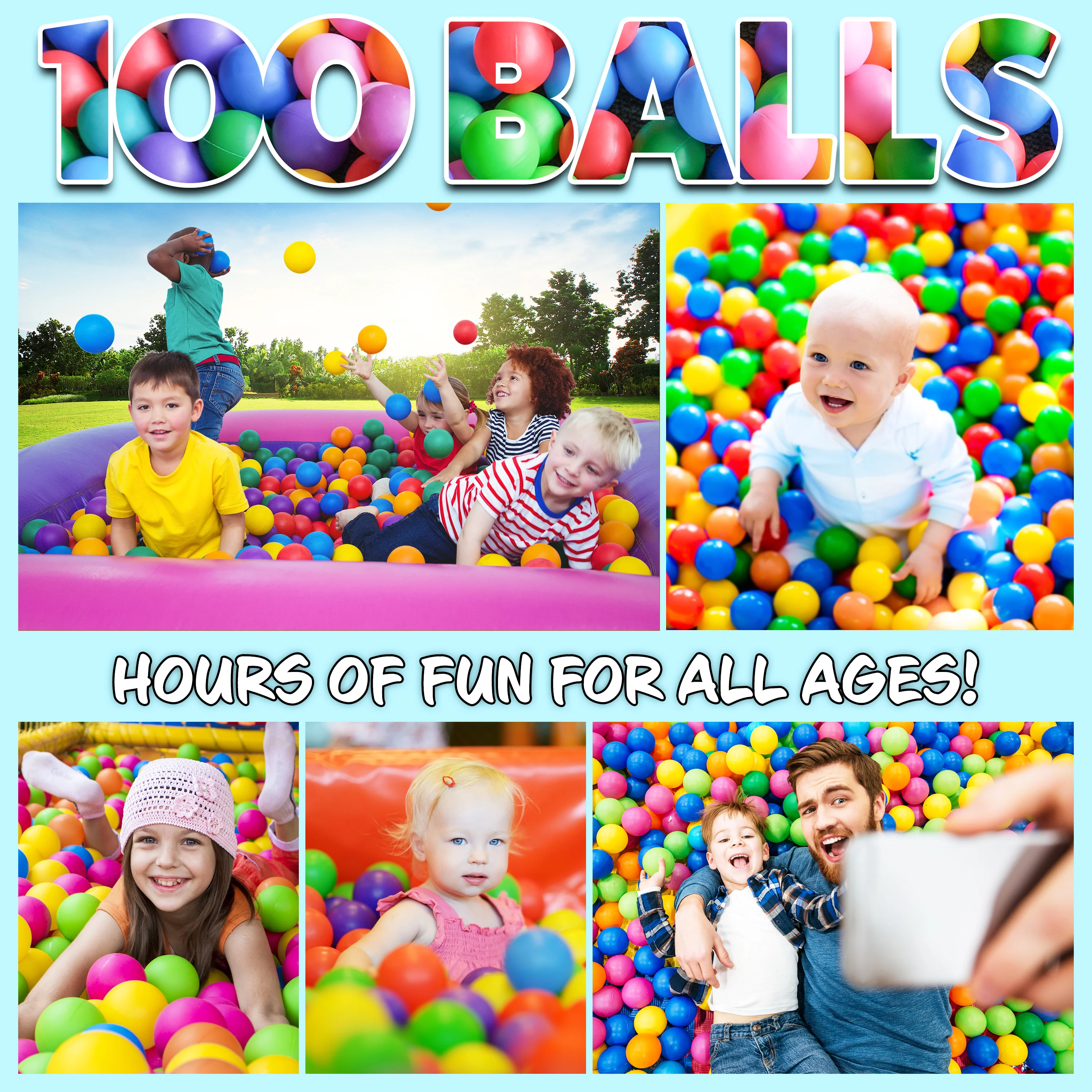 Ball Pit Balls Summer Outdoor Indoor Soft Balls for Kids -100 Balls - Image 5