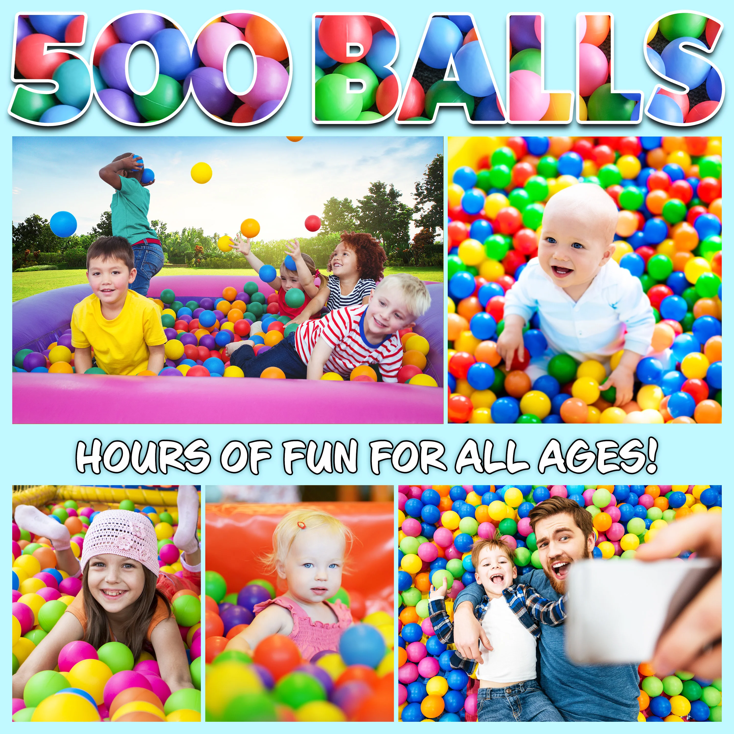 Ball Pit Balls Summer Outdoor Indoor Soft Balls for Kids - 500 BALLS - Image 5