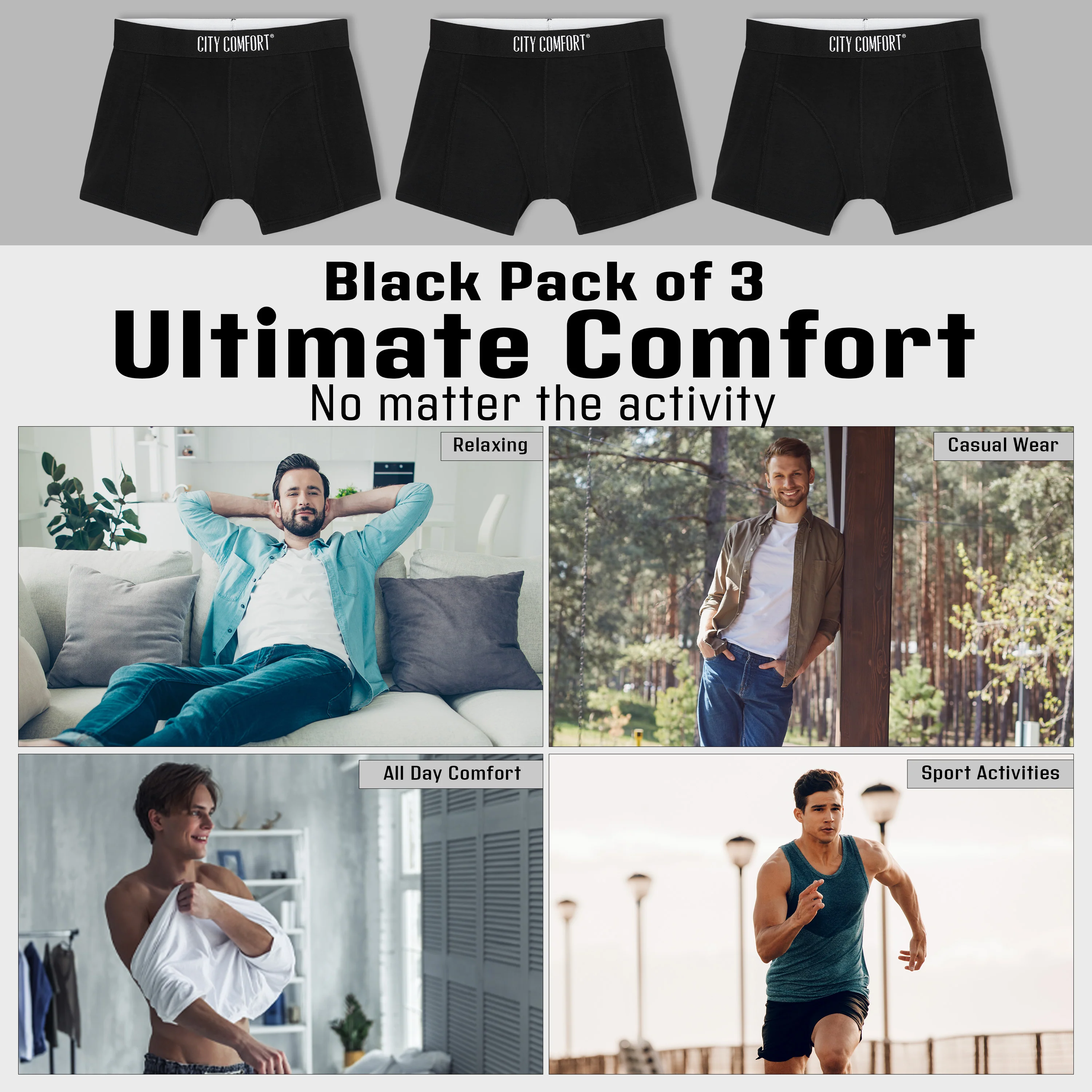 Bamboo Boxers Mens - 3 Pack of Mens Boxer Shorts Comfortable Breathable Underwear Trunks - S-4XL Underwear for Men and Teenagers - Image 3