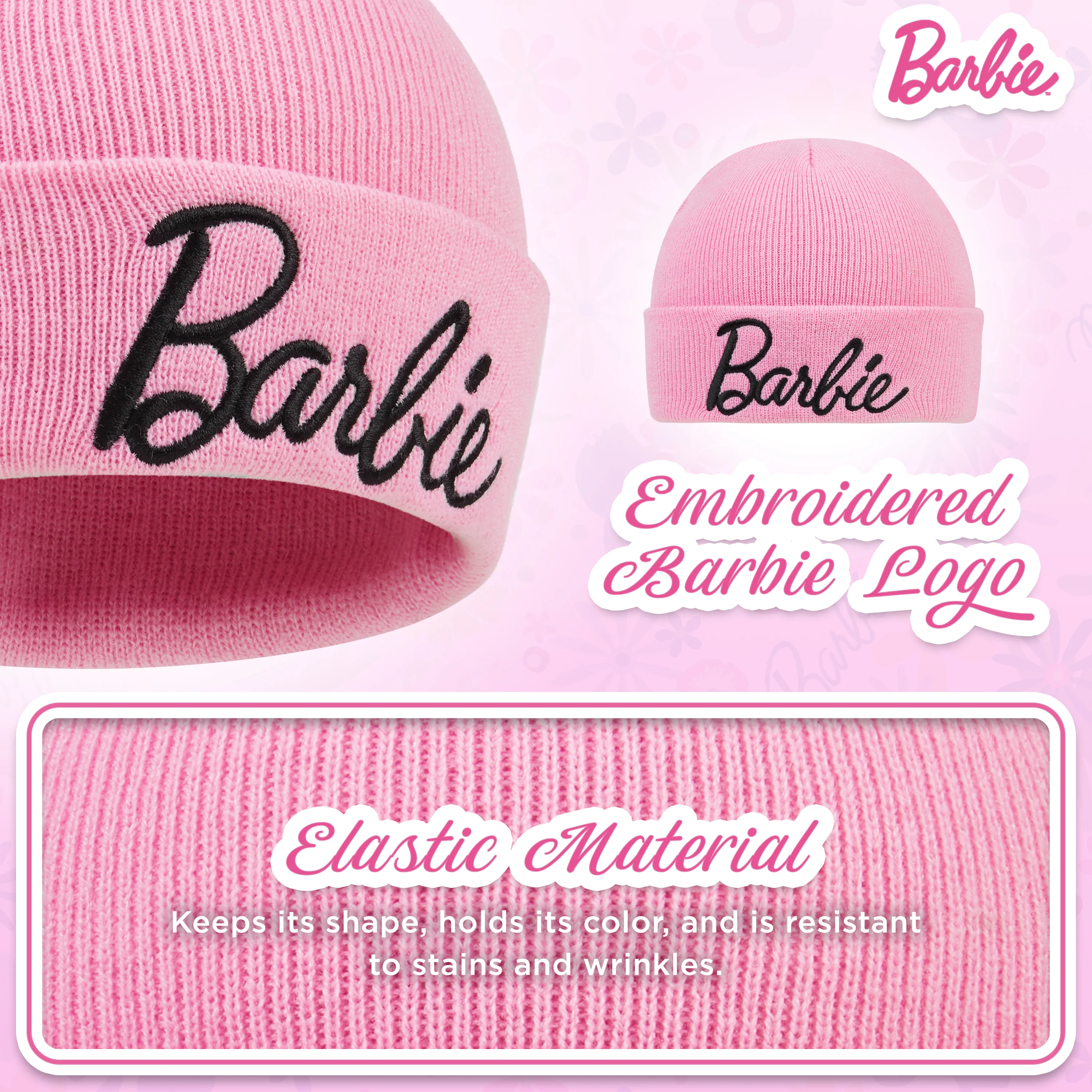 Barbie Girls Bobble Hat and Gloves Set, Original Accessories, Girl Gifts for Winter - Image 3