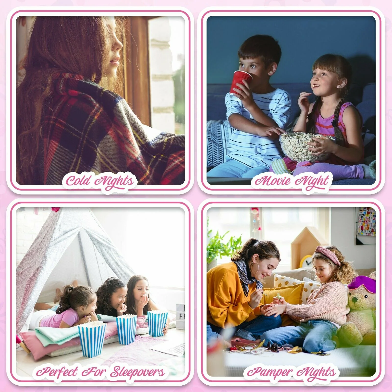 Barbie Girls Oversized Blanket Hoodie, Pink Sherpa Fleece Hooded Snuggle Blanket - Image 5