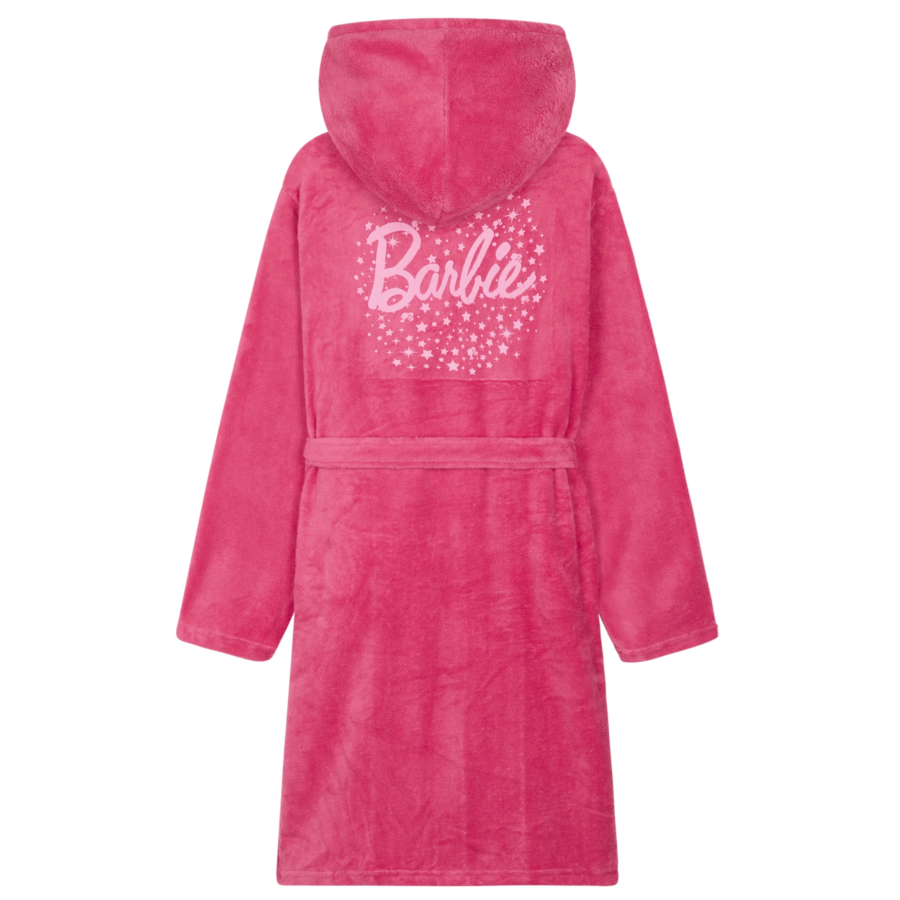 Barbie Girls Teenagers Fleece Dressing Gown with Hood & Pockets, Cosy Robe Fluffy Loungewear Nightwear - Gifts for Girls - Image 3