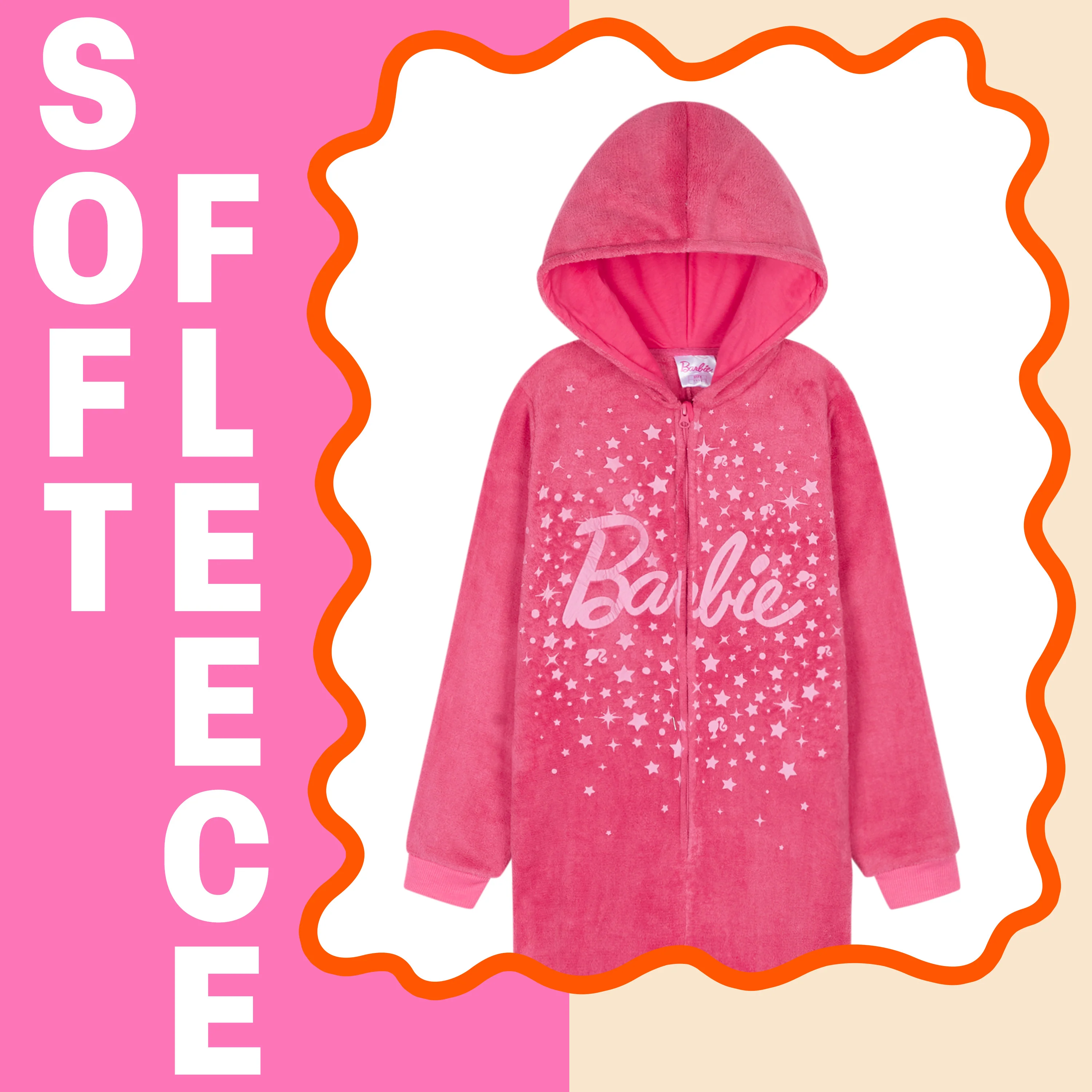 Barbie Girls & Teenagers Fleece Onesie with Hood, Cosy Loungewear -  Gifts for Girls - Image 3