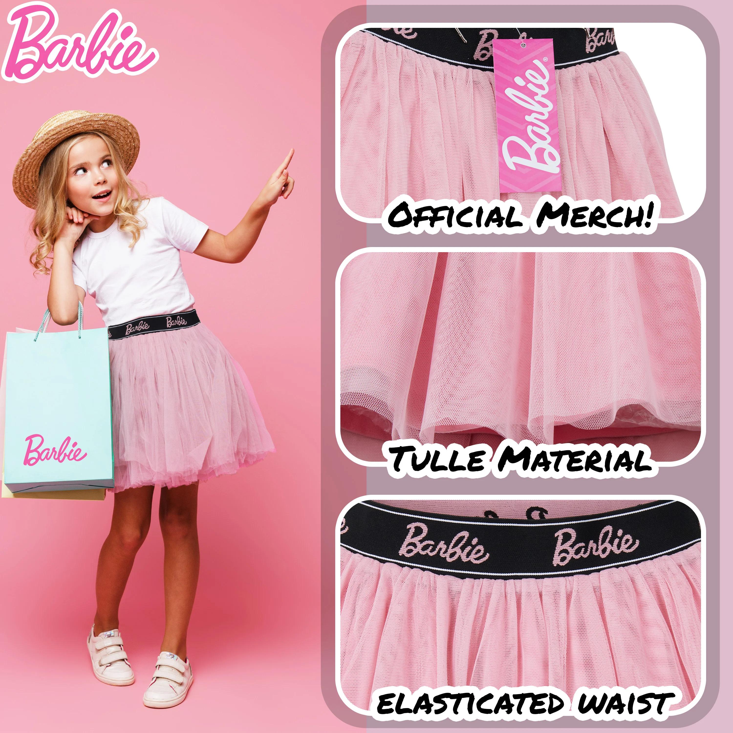 Barbie Girls Tutu Skirt, Mesh 2 Layers with Cotton Lining Skirt - Gifts for Girls - Image 4
