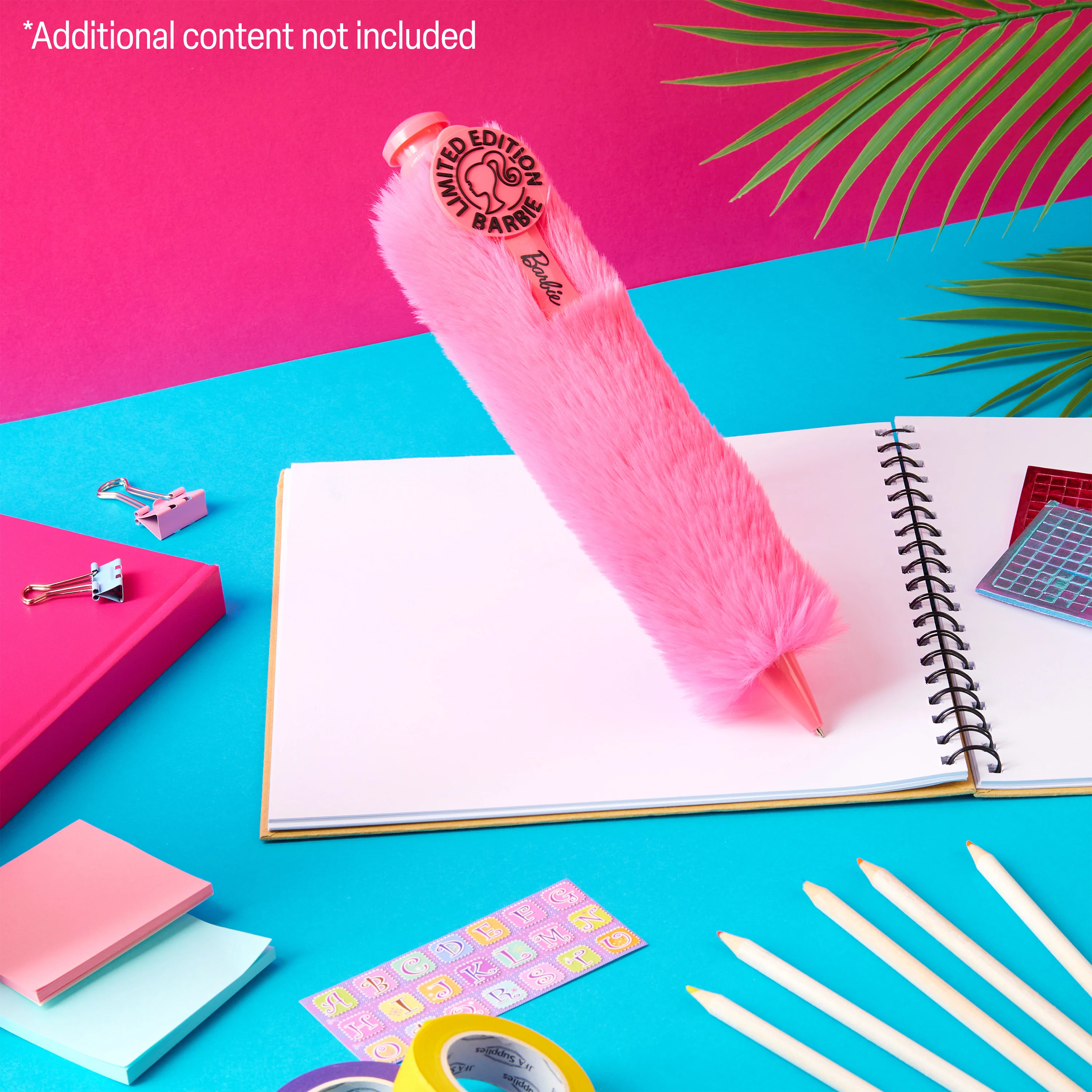 Barbie Retractable Ballpoint Pen Black Ink, Fluffy Novelty Pen - Gifts for Her - Image 2