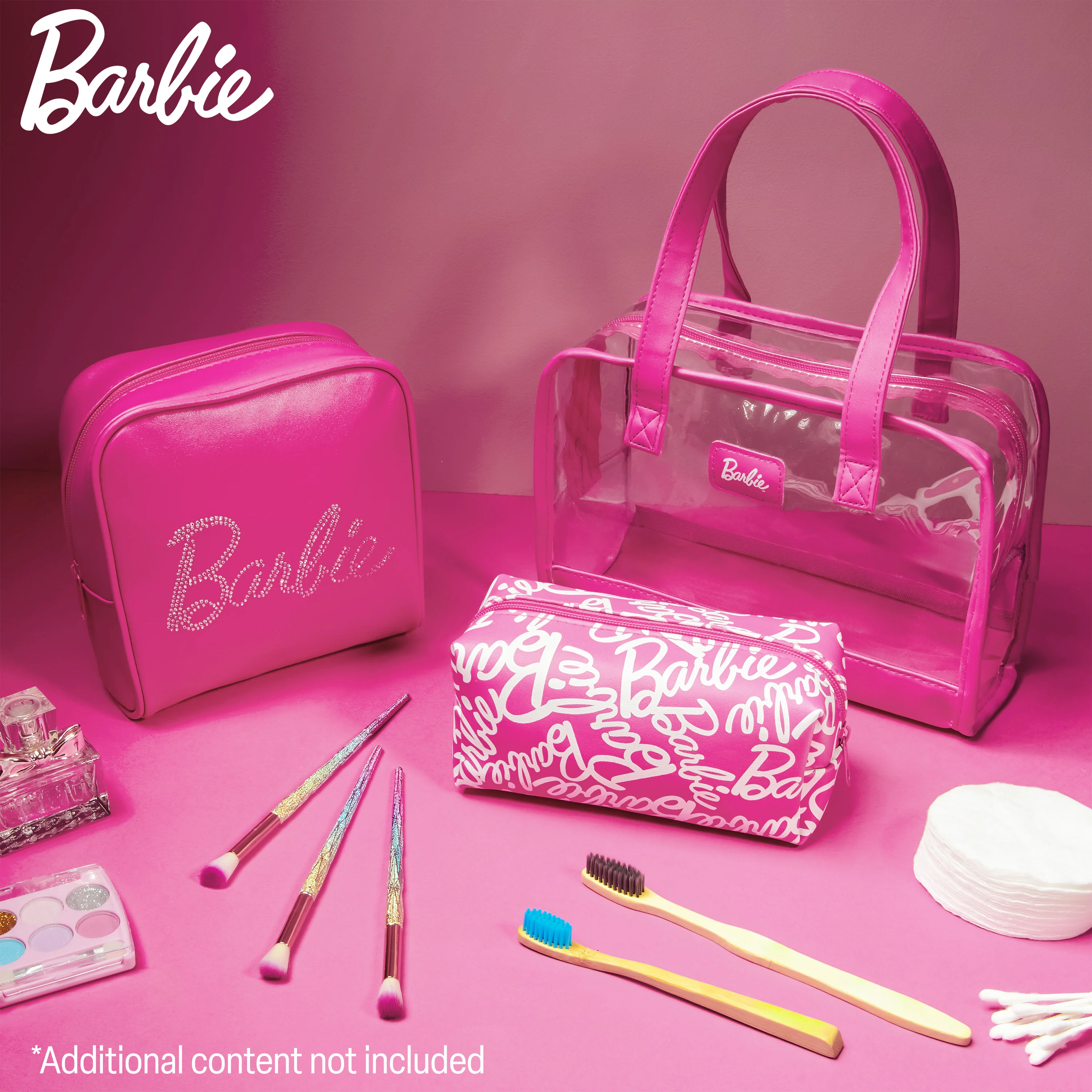 Barbie Toiletry Bags Set of 3, Zipped Wash Bag and Cosmetic Bag Holiday Essentials - Gifts for Her - Image 2