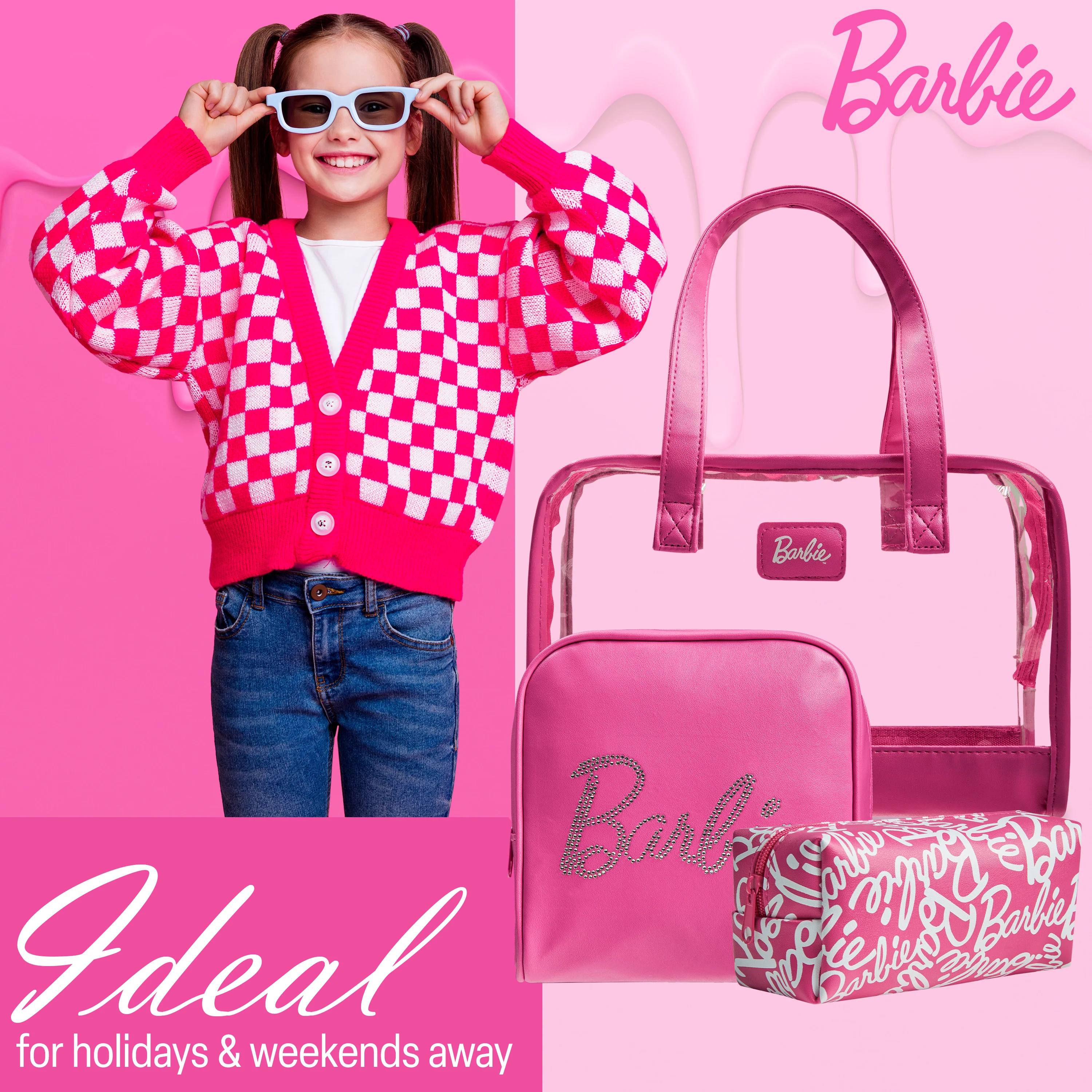Barbie Toiletry Bags Set of 3, Zipped Wash Bag and Cosmetic Bag Holiday Essentials - Gifts for Her - Image 3