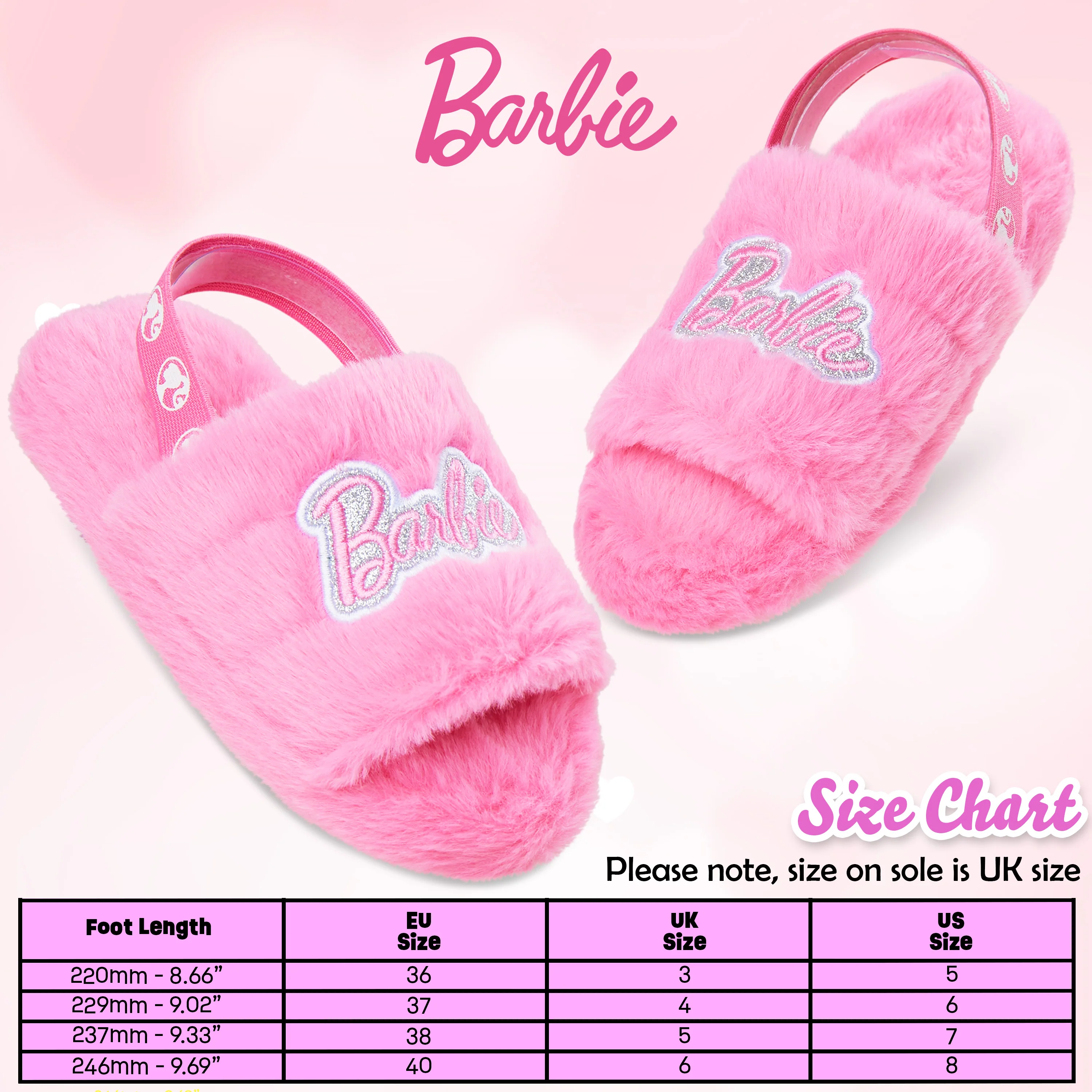Barbie Women's Fluffy Slippers, Comfy Mule House Shoes - Cosy Gifts for Her - Image 6