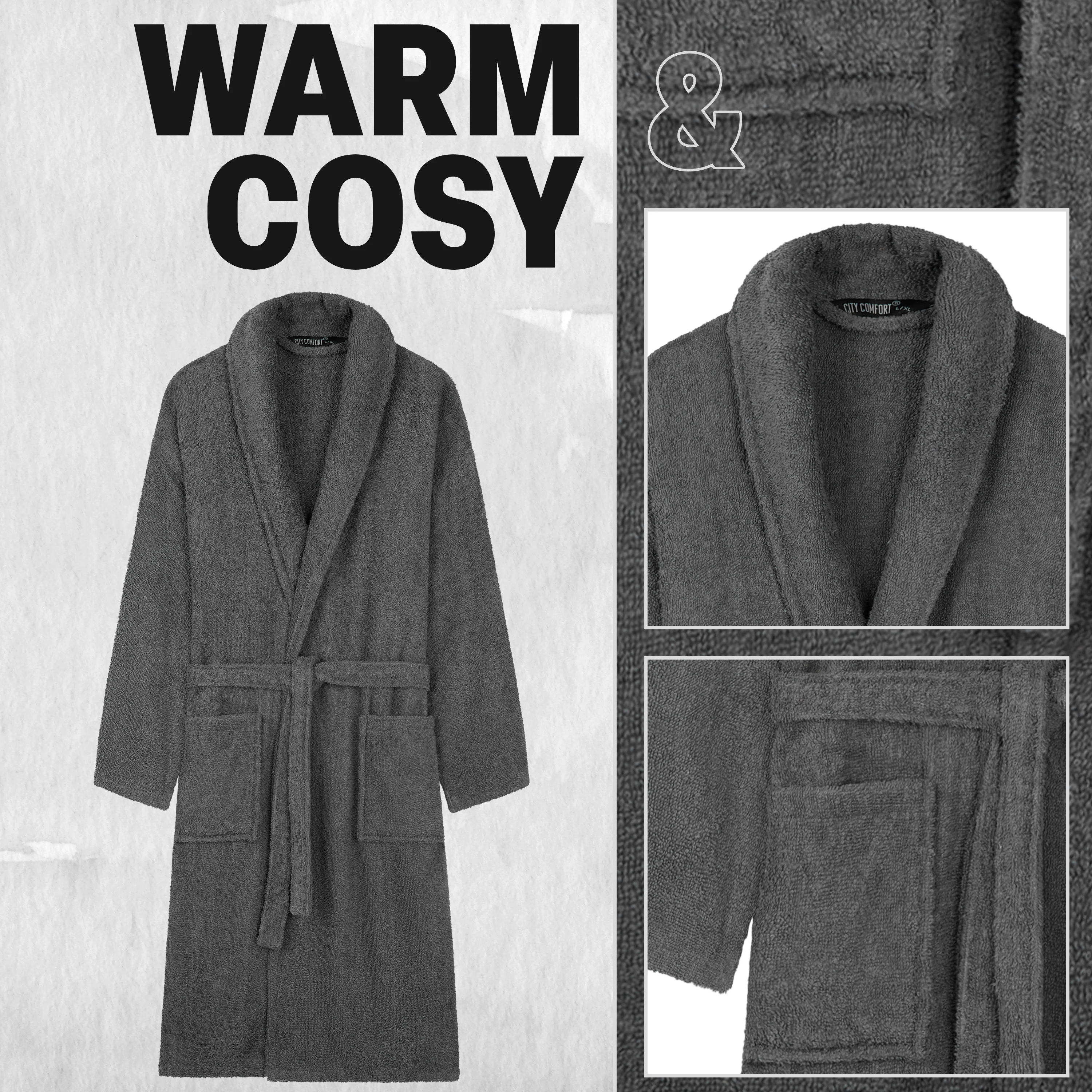 Bath Robes for Men - Absorbent Cotton Terry Towelling Bathrobe - Image 10