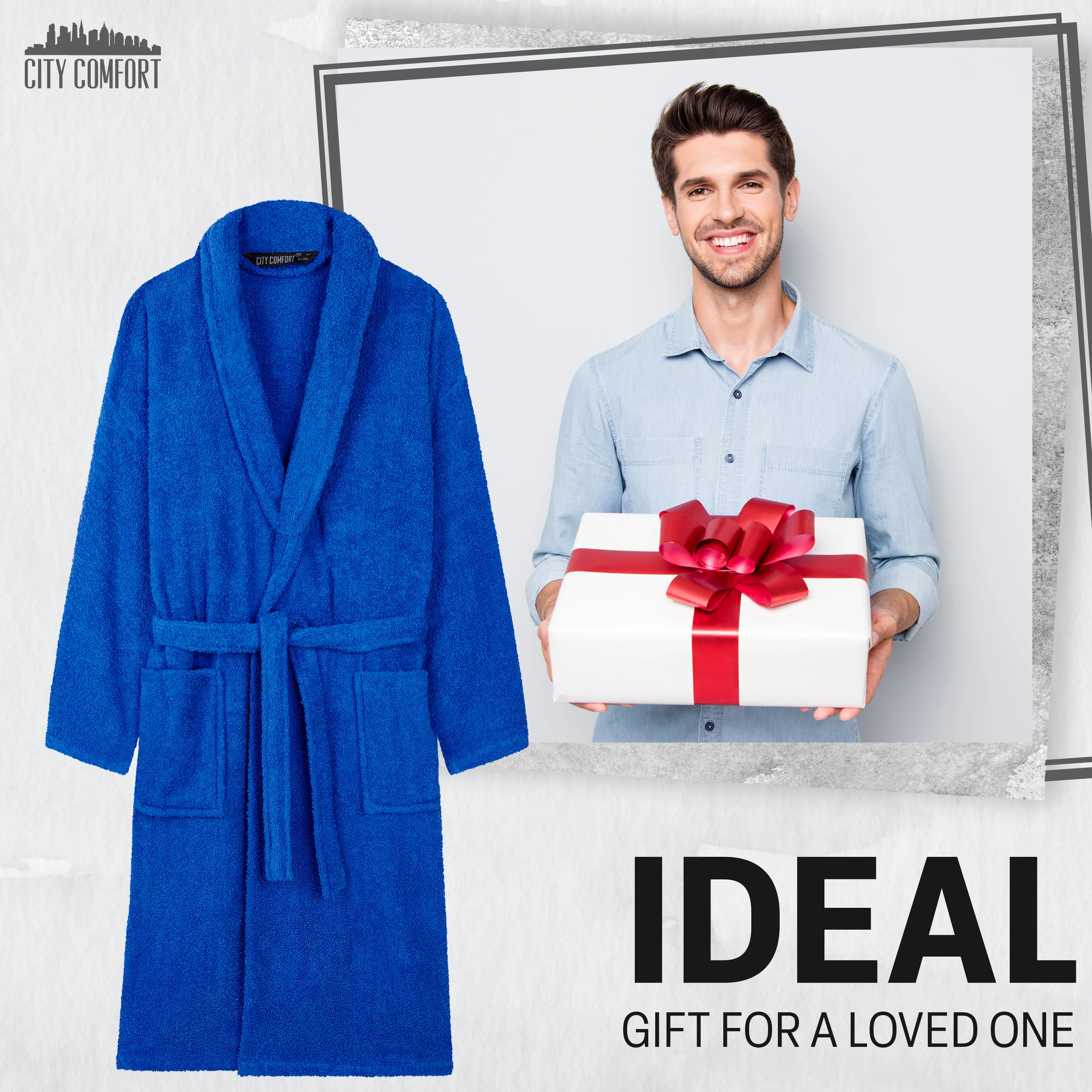 Bath Robes for Men - Absorbent Cotton Terry Towelling Bathrobe - Image 3