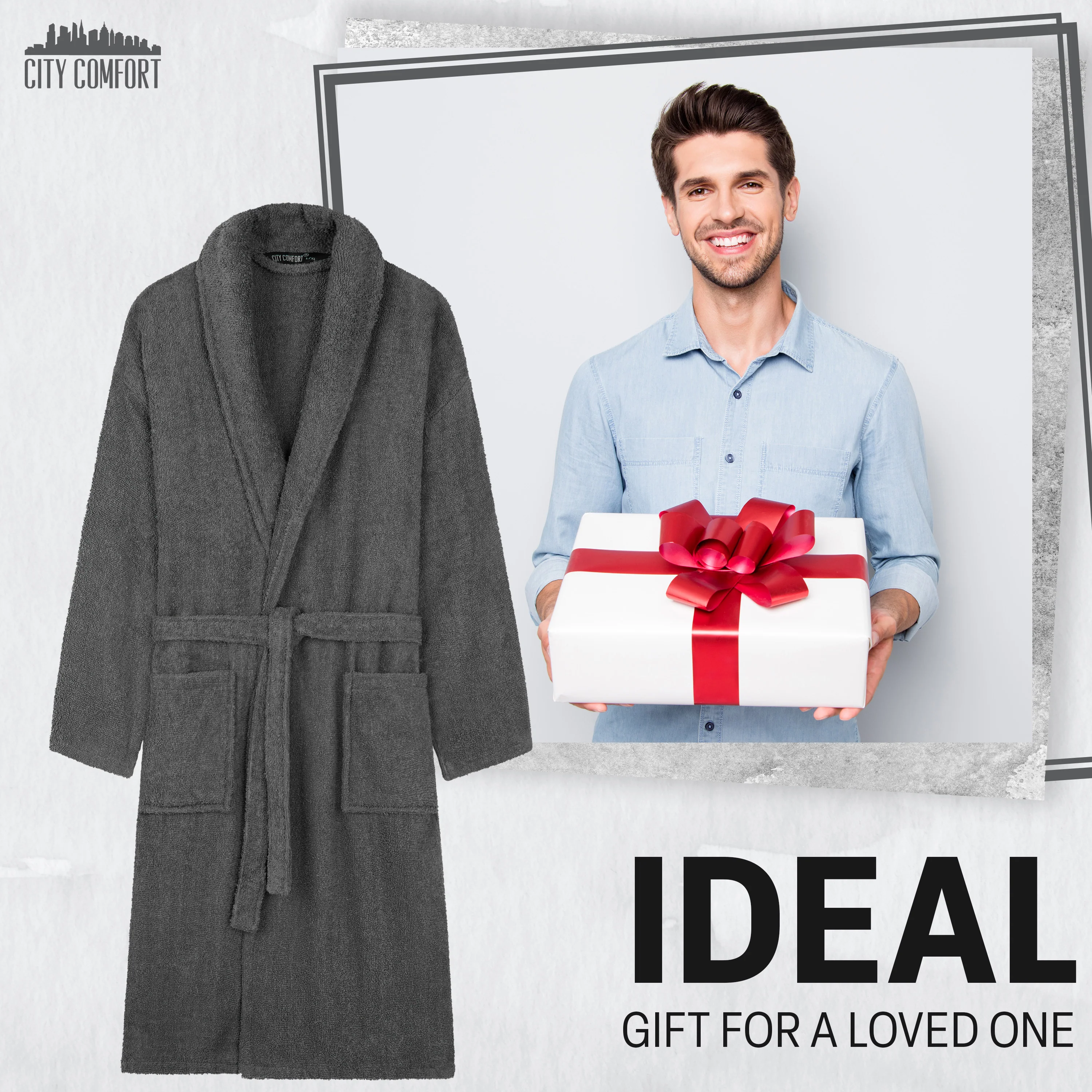 Bath Robes for Men - Absorbent Cotton Terry Towelling Bathrobe - Image 9