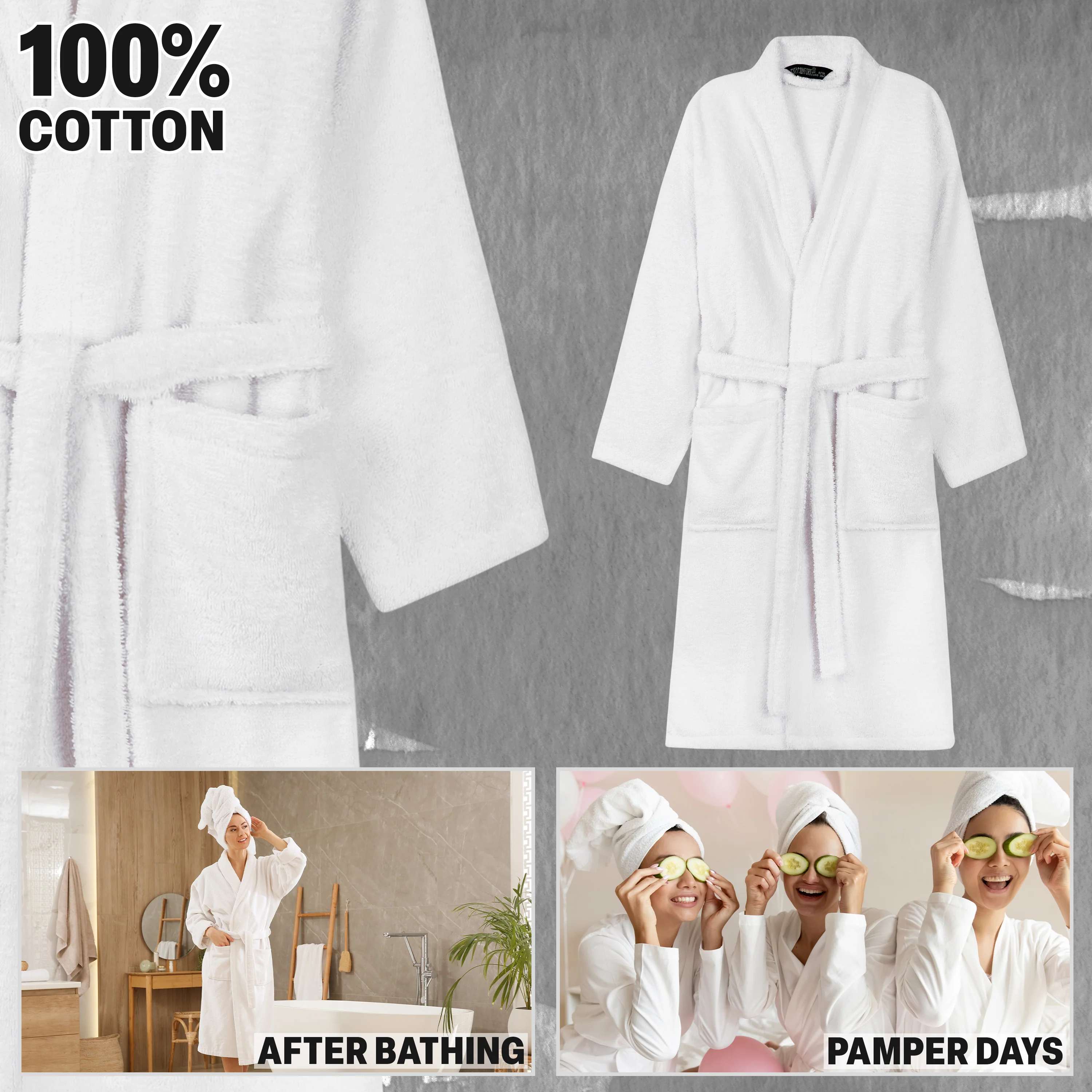Bath Robes for Women - Absorbent Cotton Terry Towelling Bathrobe - Image 17