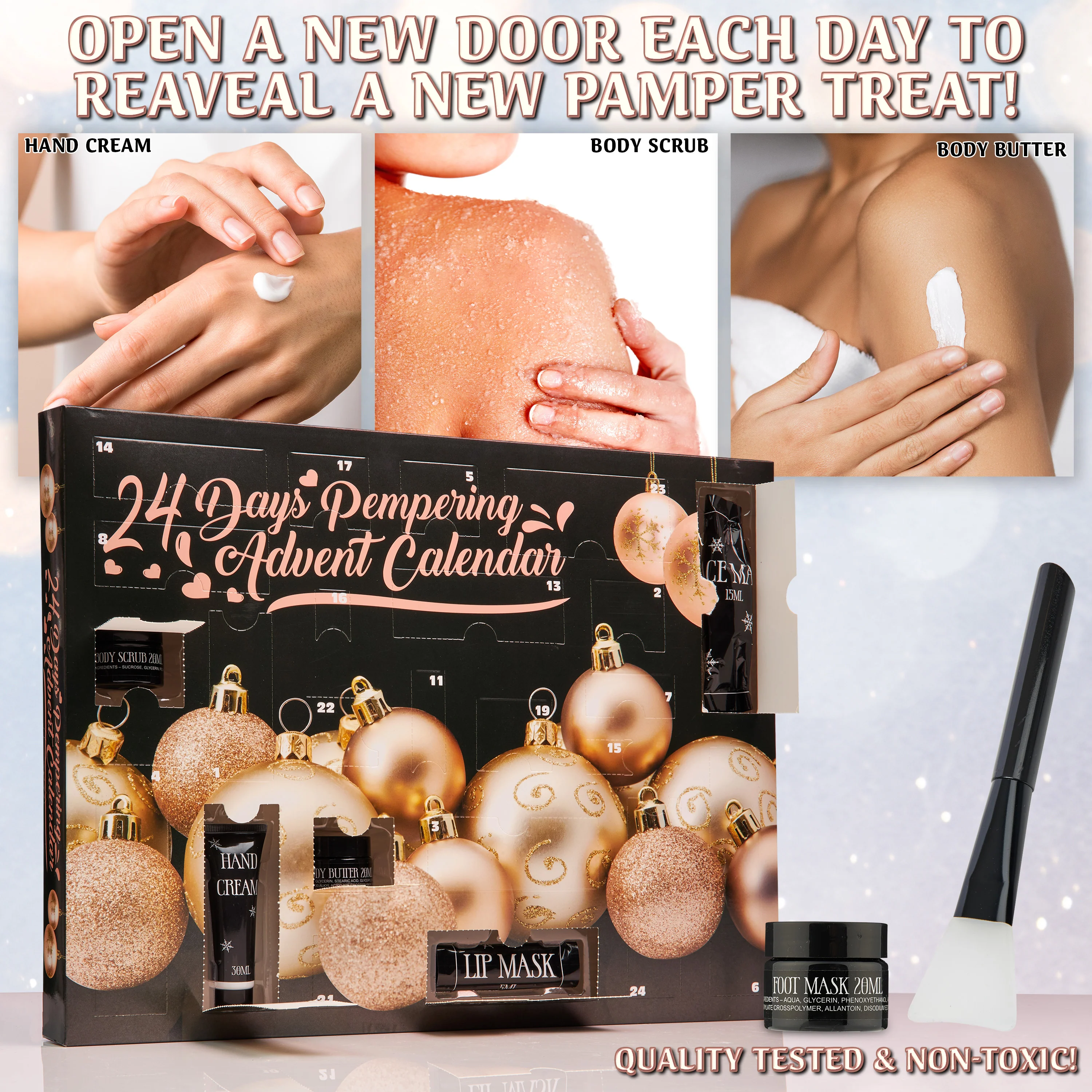Beauty Advent Calendar 2025 for Women - Black/Gold - Image 5