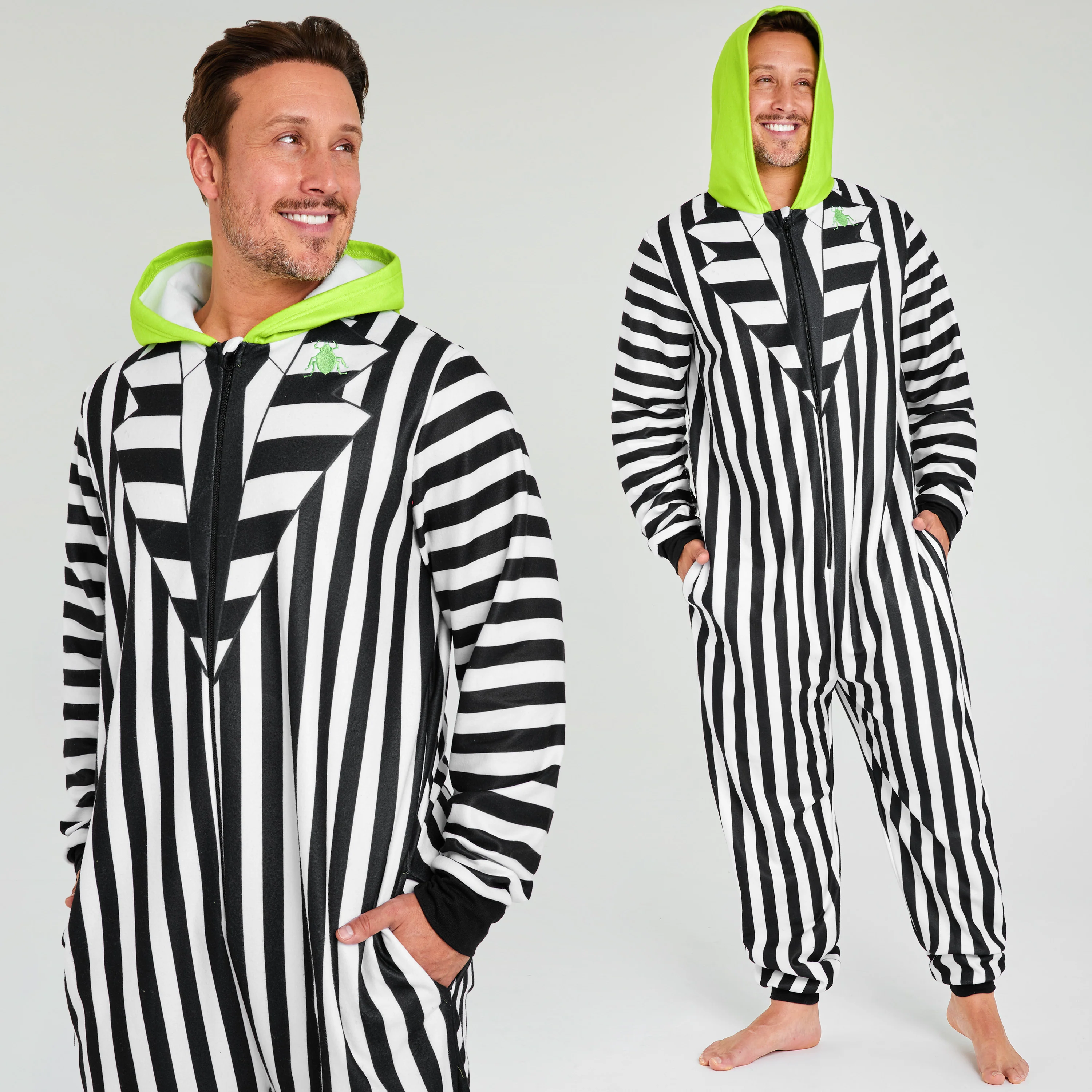 Beetlejuice Mens Fleece Onesie with Hood, Fleece Loungewear - Funny Gifts for Him - Image 5