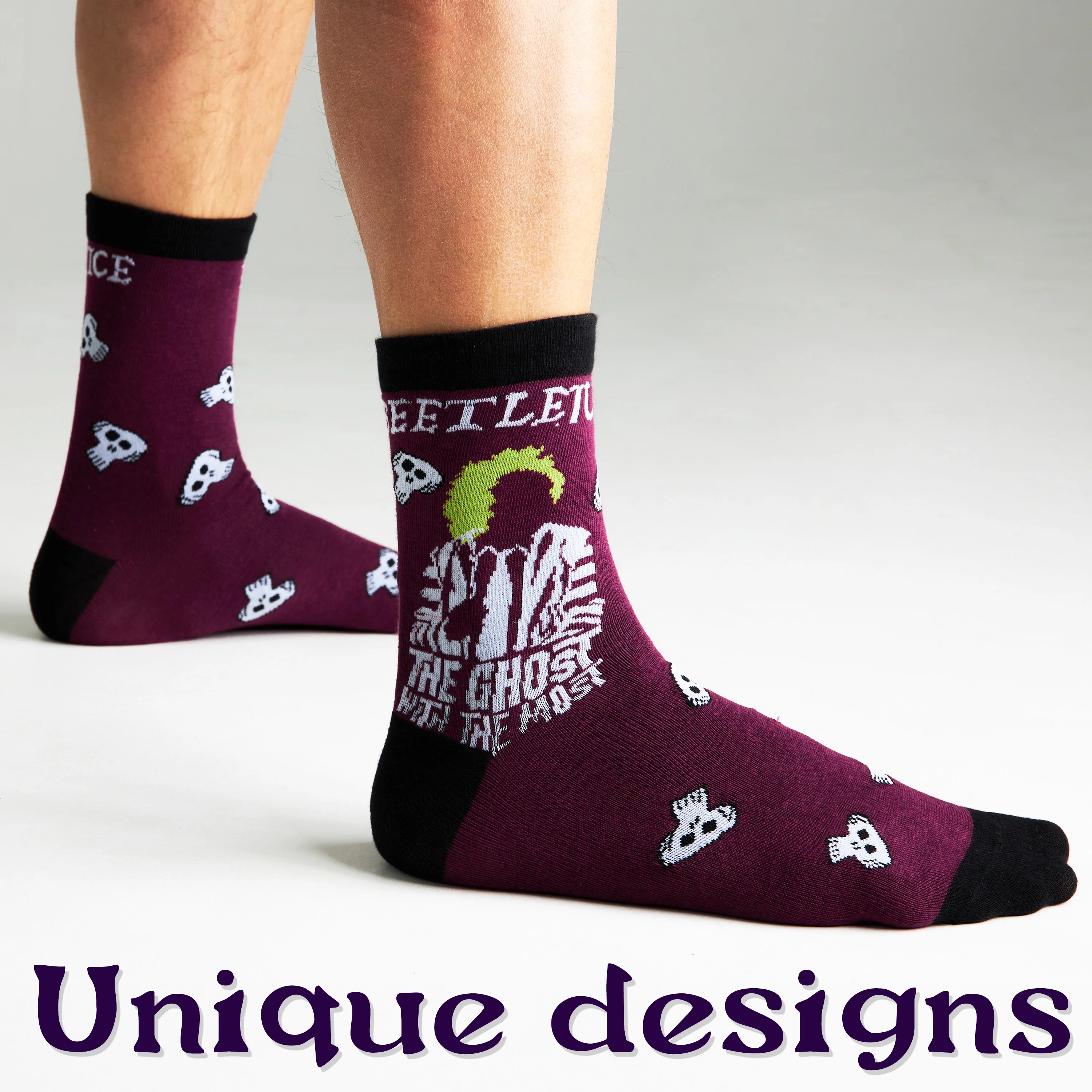 BEETLEJUICE Men's Novelty Calf Length Socks, Pack of 5 Funny Socks - Gifts for Him - Image 2