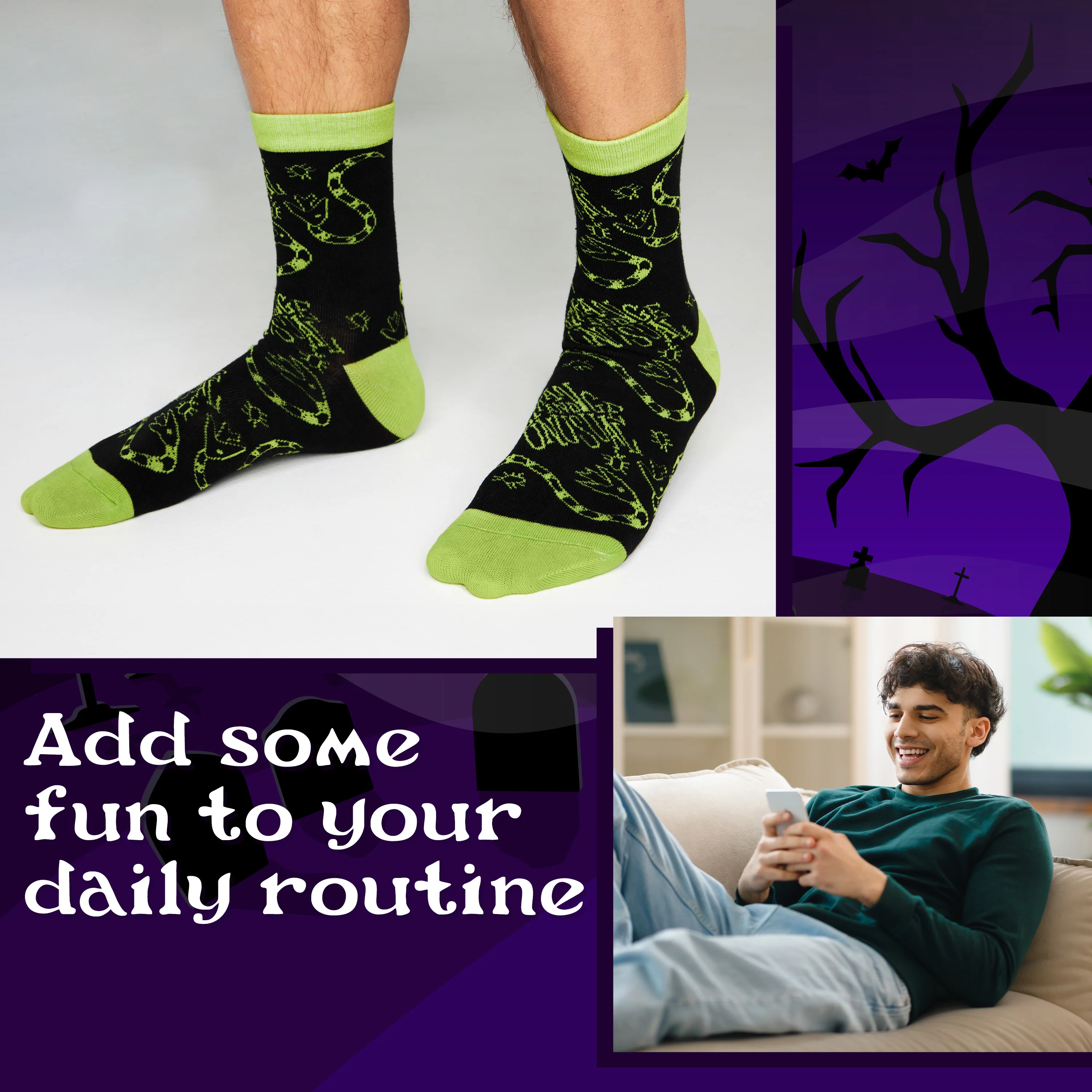 BEETLEJUICE Men's Novelty Calf Length Socks, Pack of 5 Funny Socks - Gifts for Him - Image 3