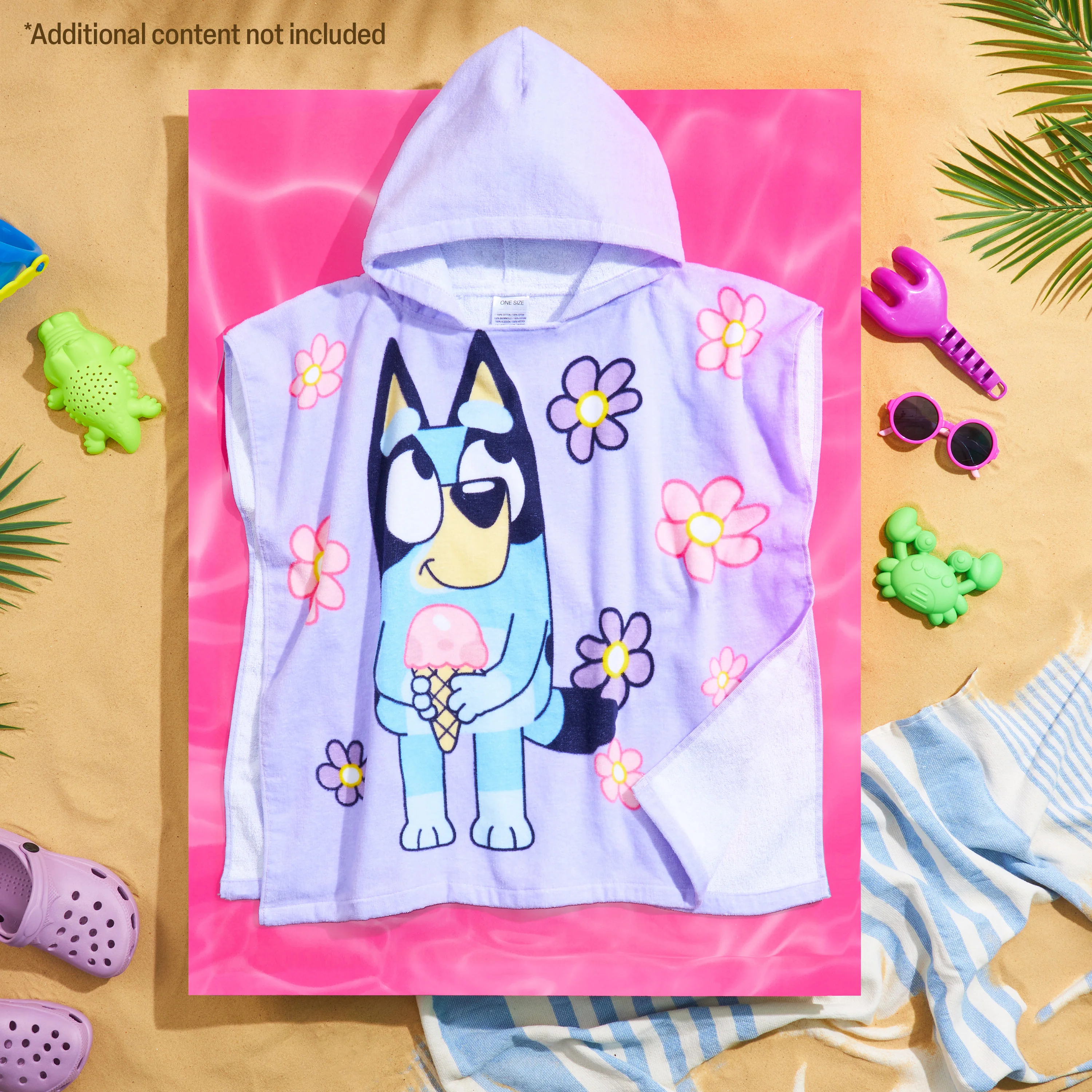 Bluey Bath Towel with Hood for Kids Absorbent Changing Robe Cotton Poncho for Swimming Bath Shower Beach Towel Holiday Essentials (Purple, 3-8 Years) - Image 5