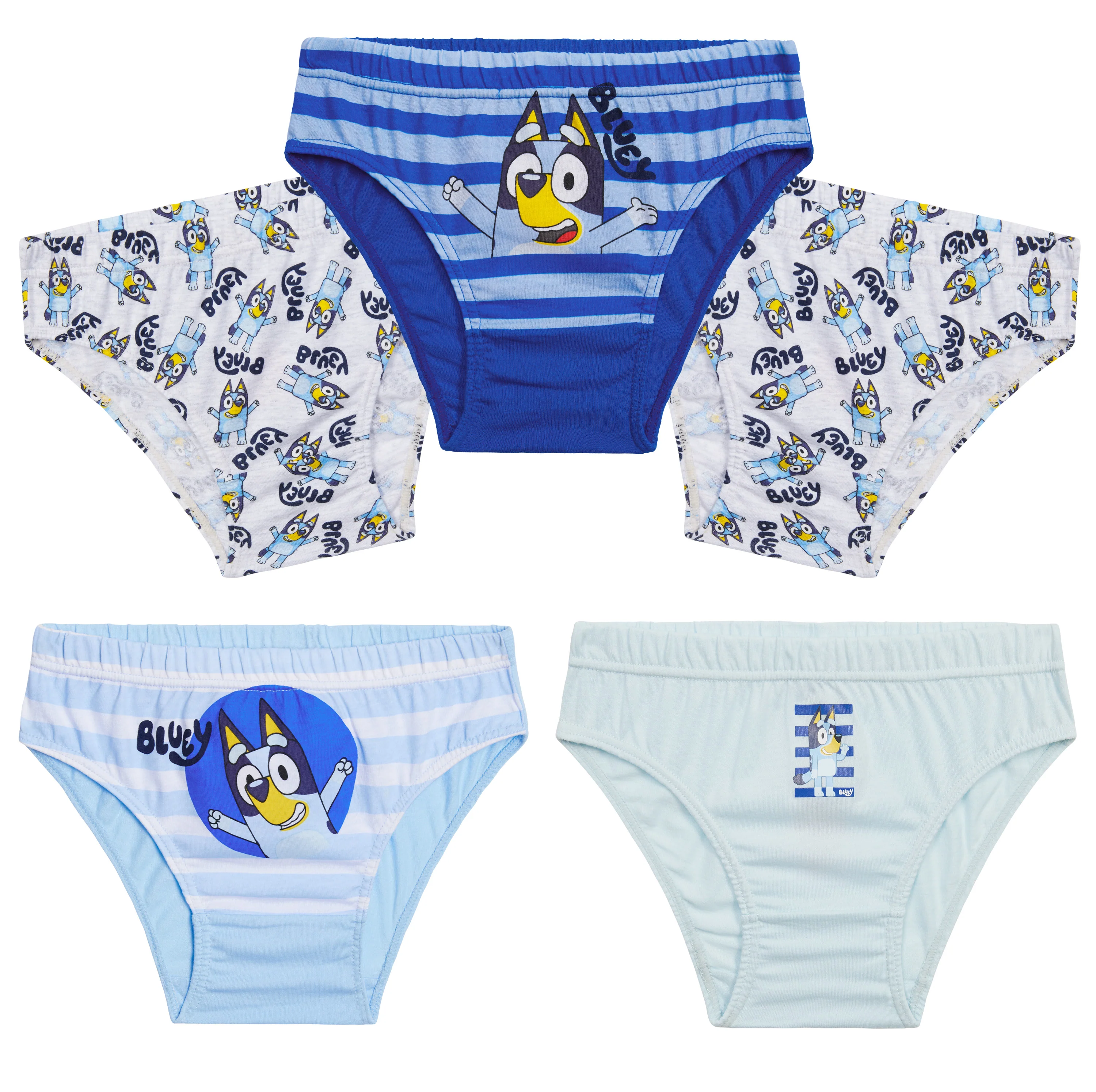 Bluey Boys Briefs, Comfortable Soft Breathable Underwear Pack of 5 Kids Underpants