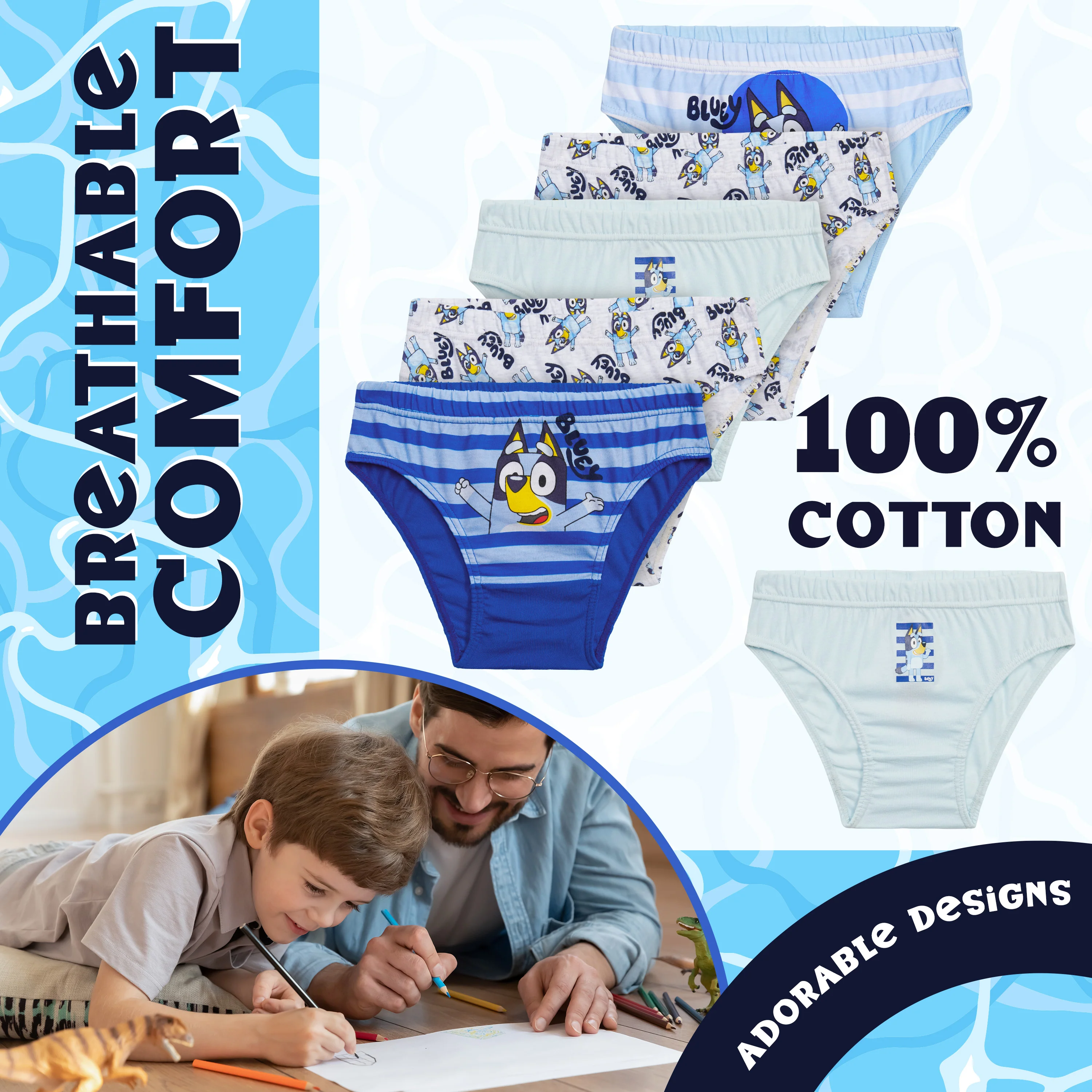 Bluey Boys Briefs, Comfortable Soft Breathable Underwear Pack of 5 Kids Underpants - Image 5