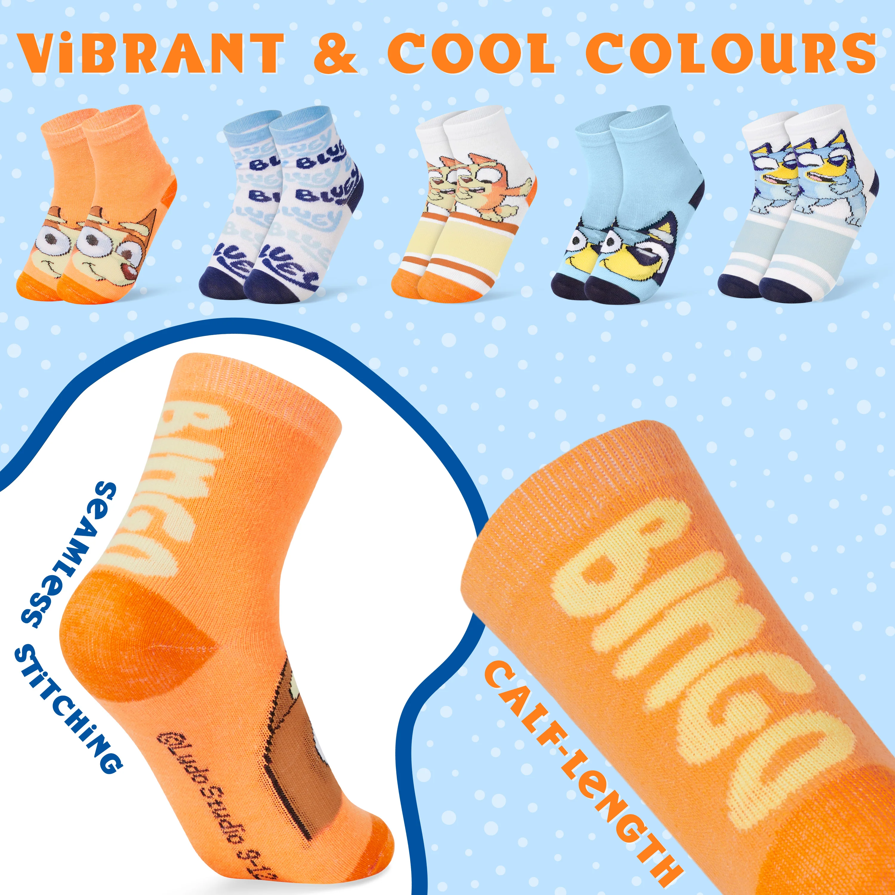 Bluey Boys Calf Socks, Soft Breathable Kids Socks Pack of 5 - Gifts for Boys - Image 4