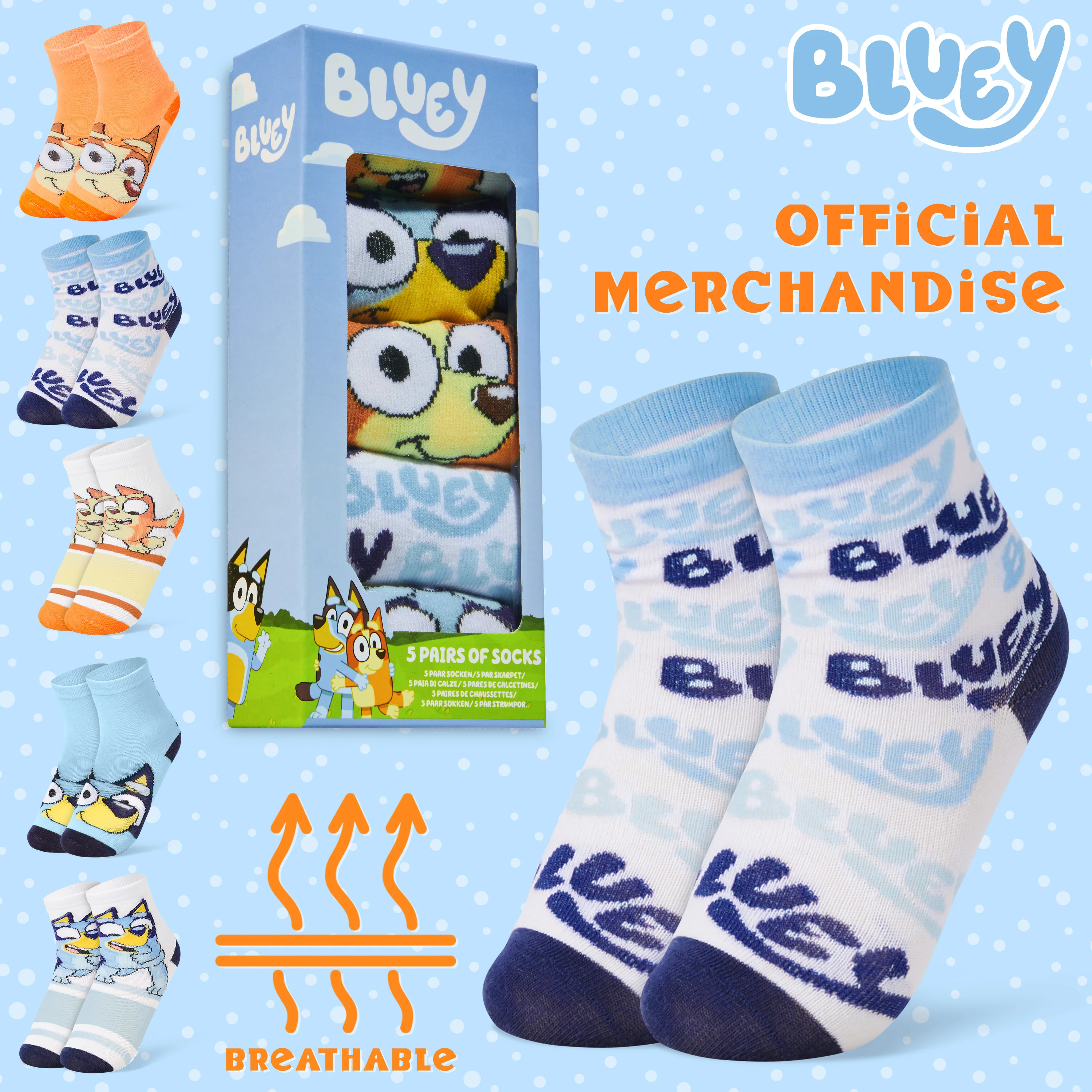 Bluey Boys Calf Socks, Soft Breathable Kids Socks Pack of 5 - Gifts for Boys - Image 6
