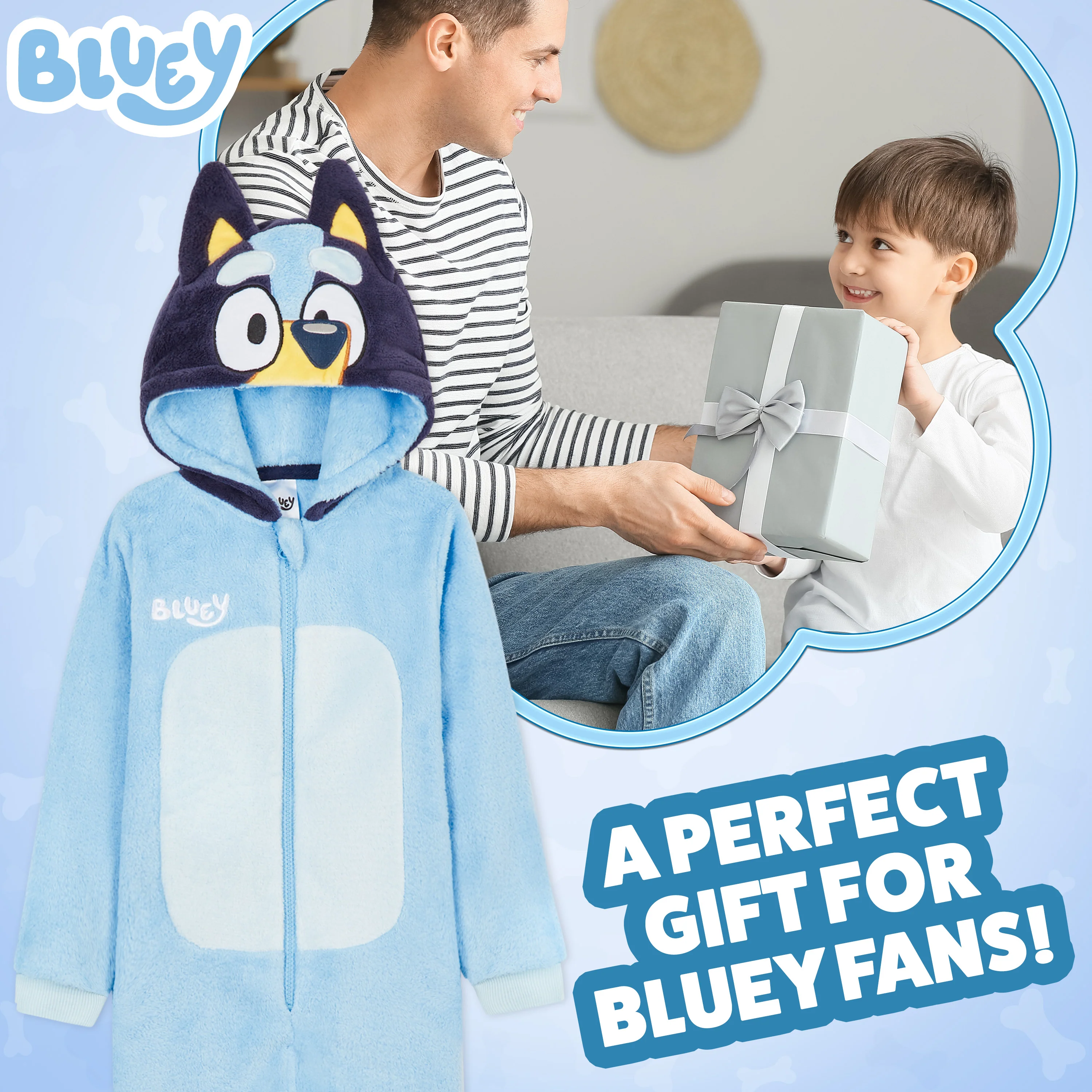Bluey Boys Fleece Onesie with Hood, Cosy Loungewear - Gifts for Boys - Image 3