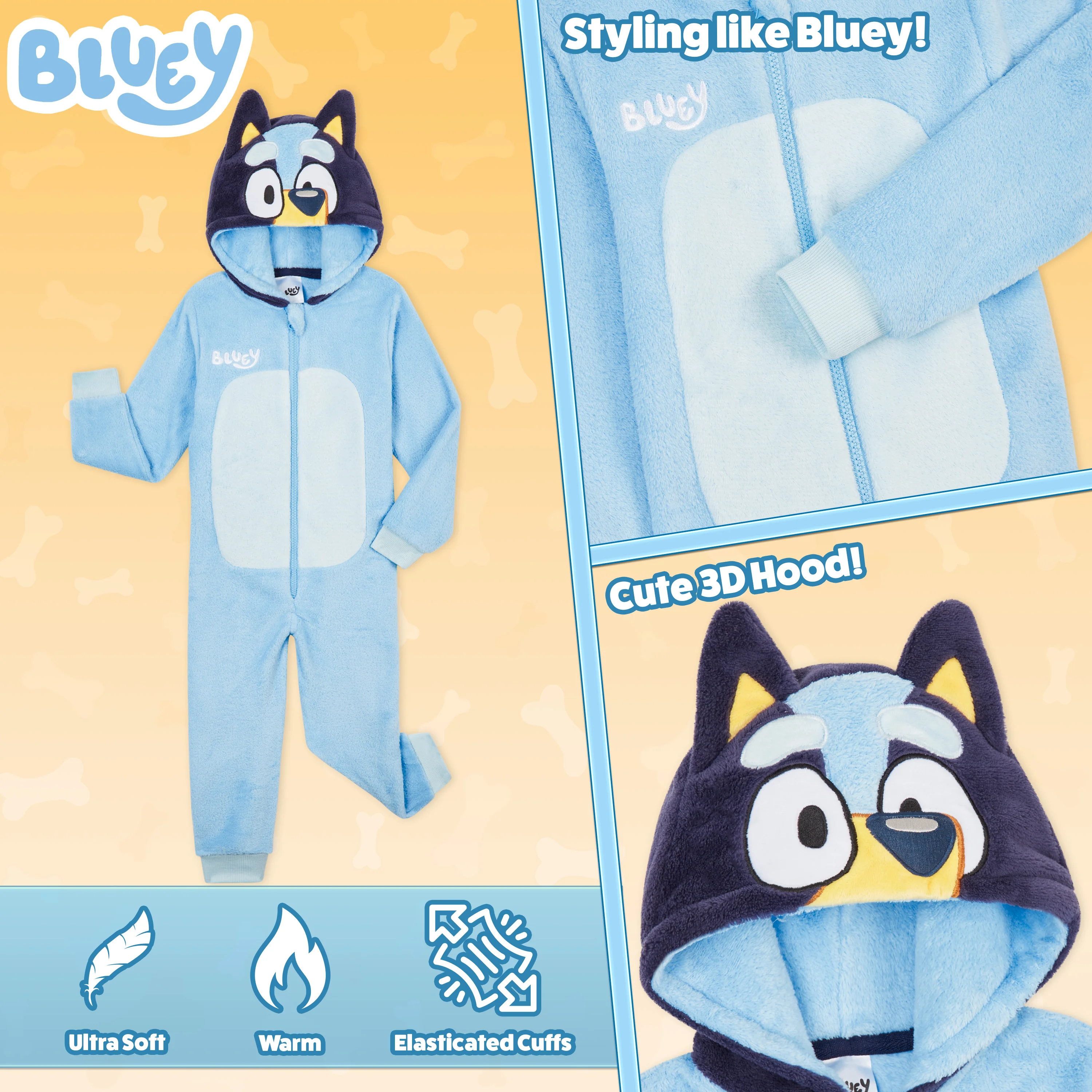 Bluey Boys Fleece Onesie with Hood, Cosy Loungewear - Gifts for Boys - Image 4