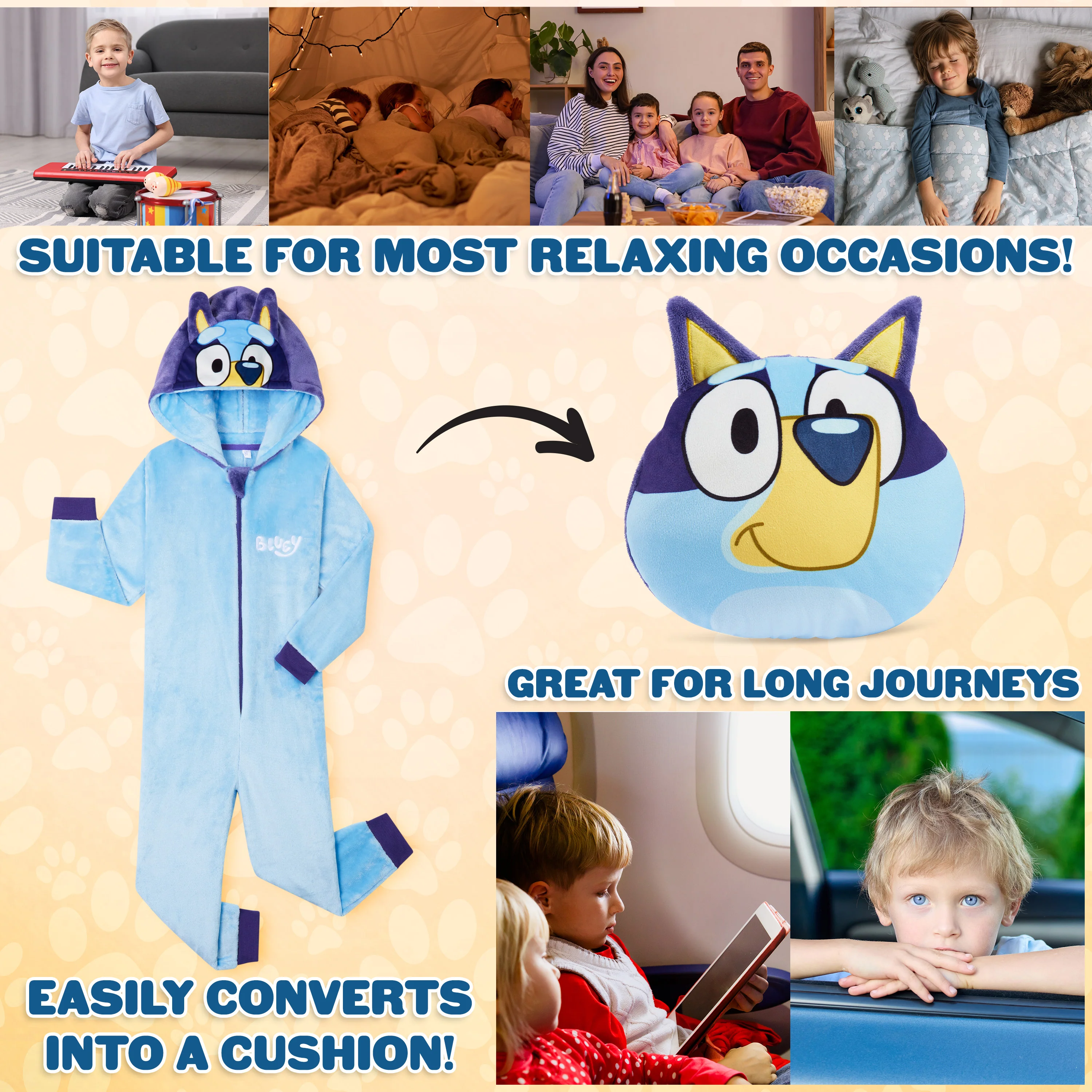 Bluey Boys Fleece Onesie with Hood, Cosy Loungewear - Gifts for Boys - Image 2