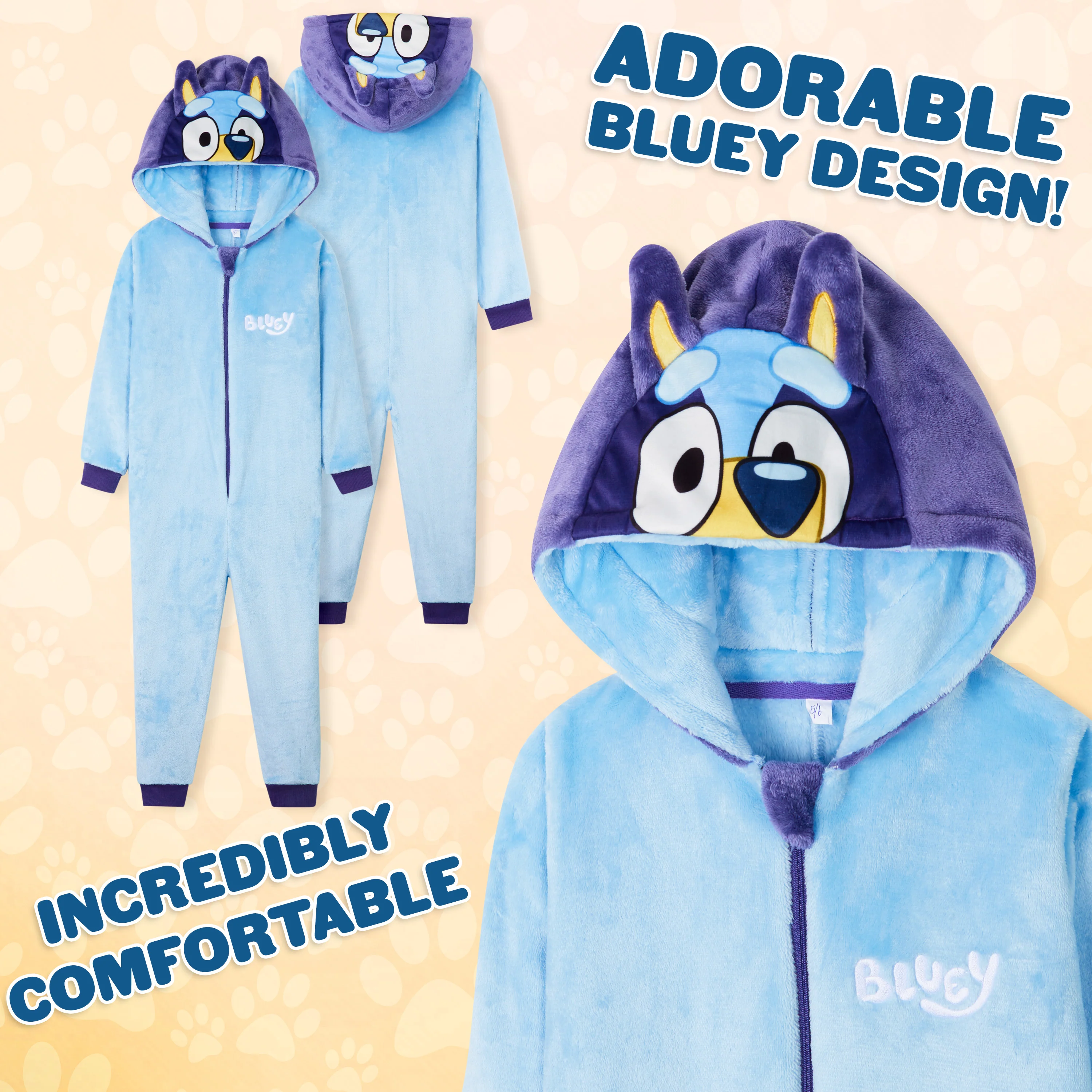 Bluey Boys Fleece Onesie with Hood, Cosy Loungewear - Gifts for Boys - Image 4