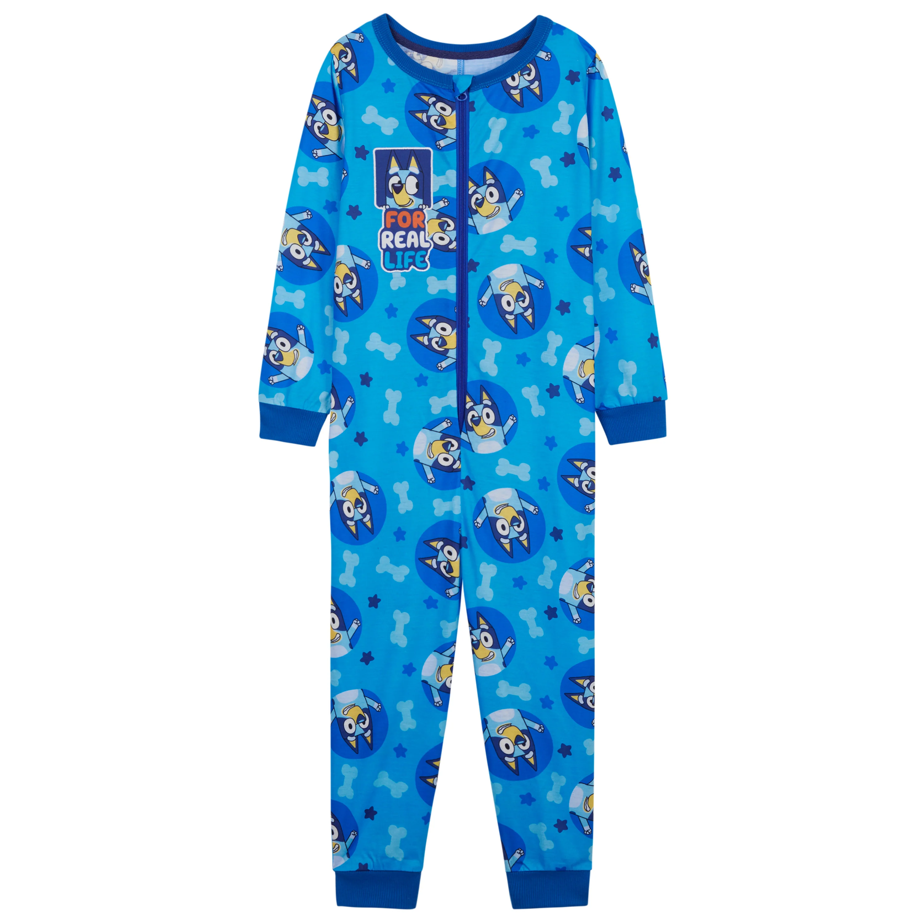Bluey Boys Jersey Onesie with Cuffed Sleeves and Ankles, Cosy Loungewear - Gifts for Boys