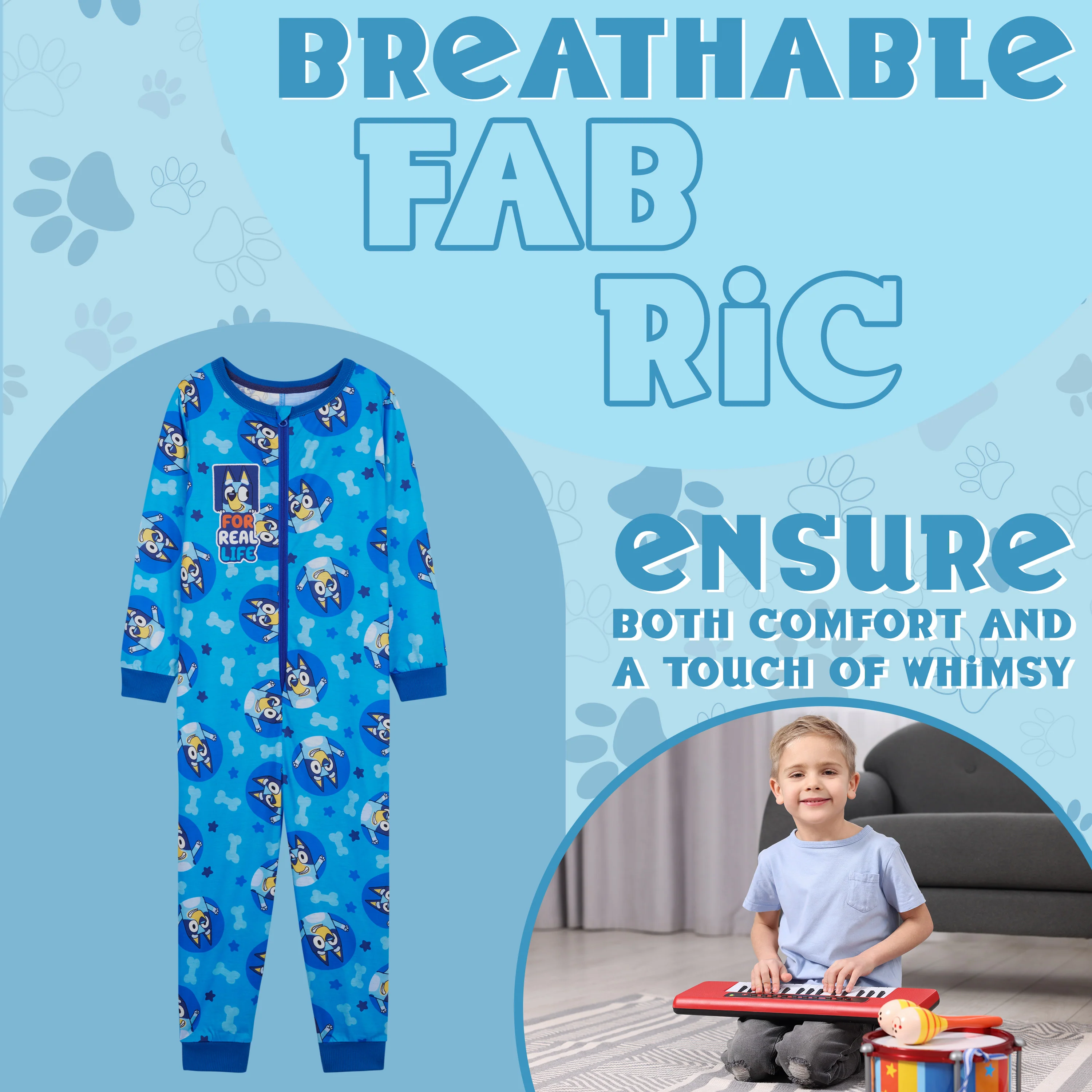 Bluey Boys Jersey Onesie with Cuffed Sleeves and Ankles, Cosy Loungewear - Gifts for Boys - Image 3