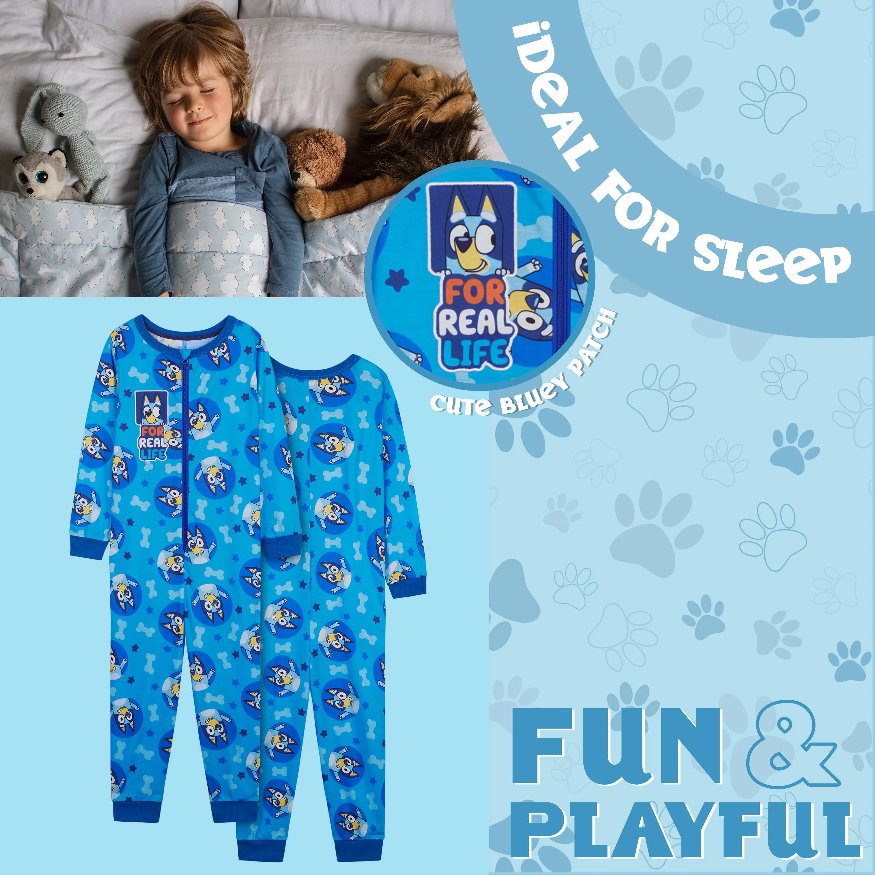 Bluey Boys Jersey Onesie with Cuffed Sleeves and Ankles, Cosy Loungewear - Gifts for Boys - Image 4
