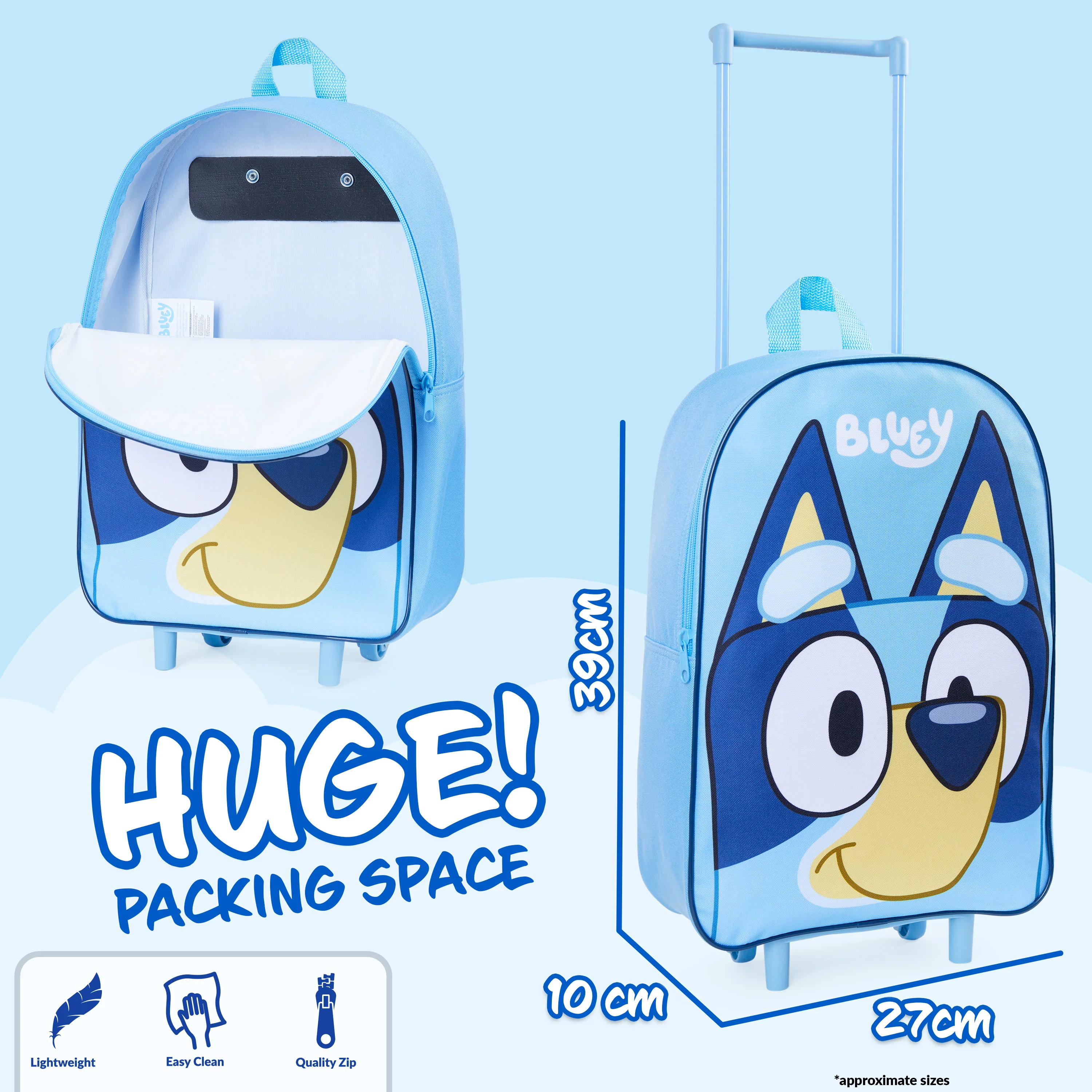 Bluey Children’s Luggage Suitcase - Foldable Trolley Bag - Image 4